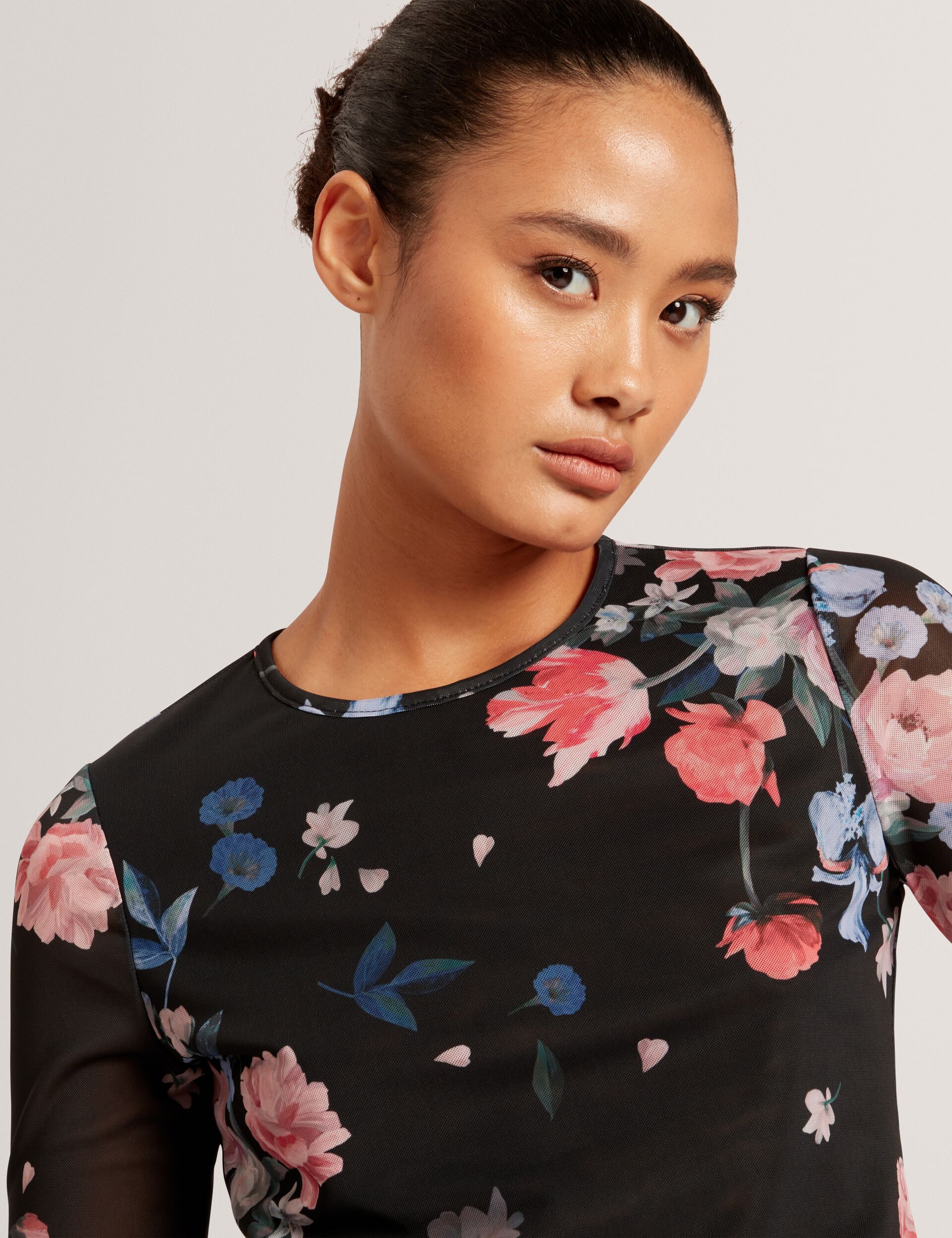 LONG SLEEVE MESH TOP | BLACK - Image 7