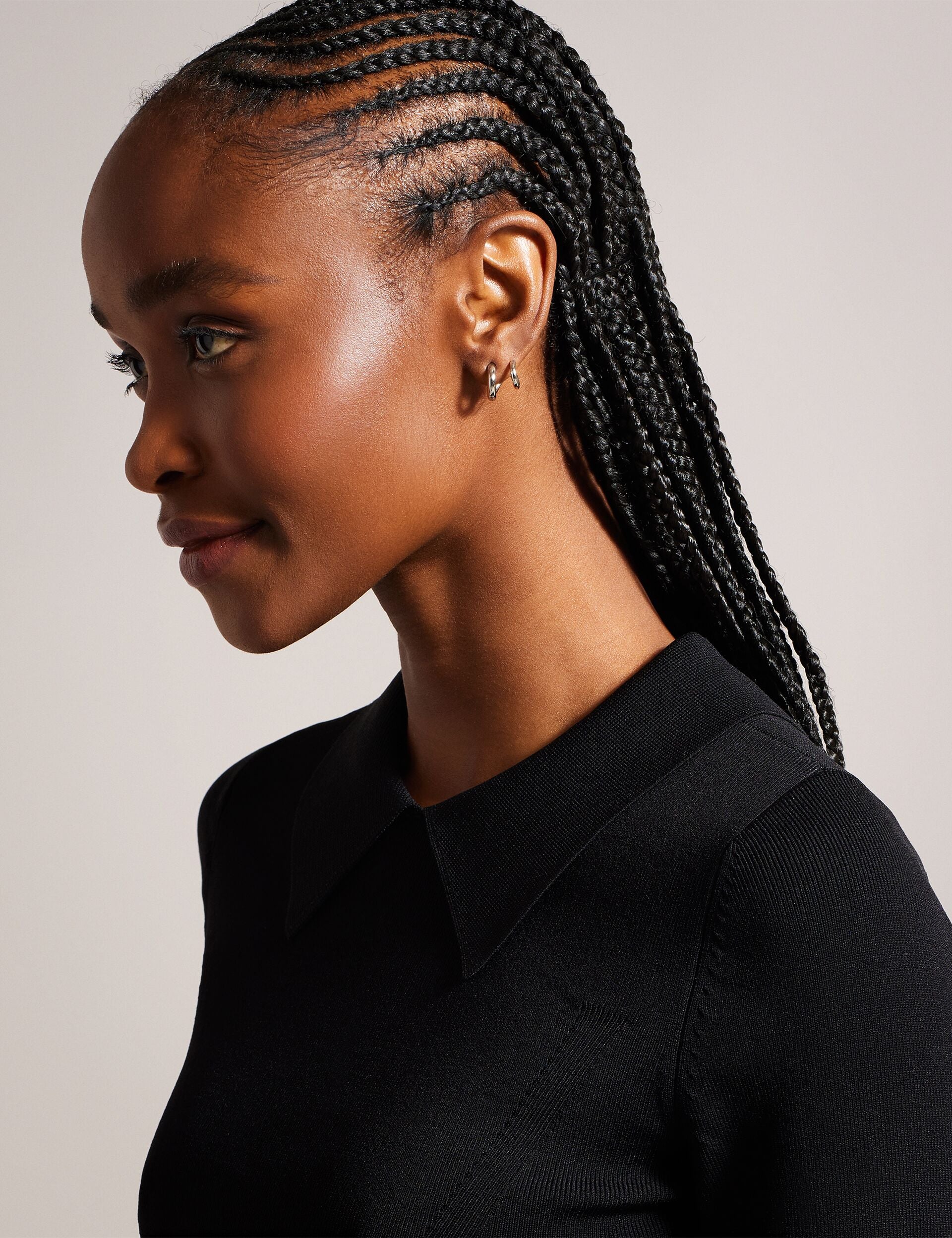 LONG SLEEVE MOCK DETAIL DRESS | BLACK - Image 2
