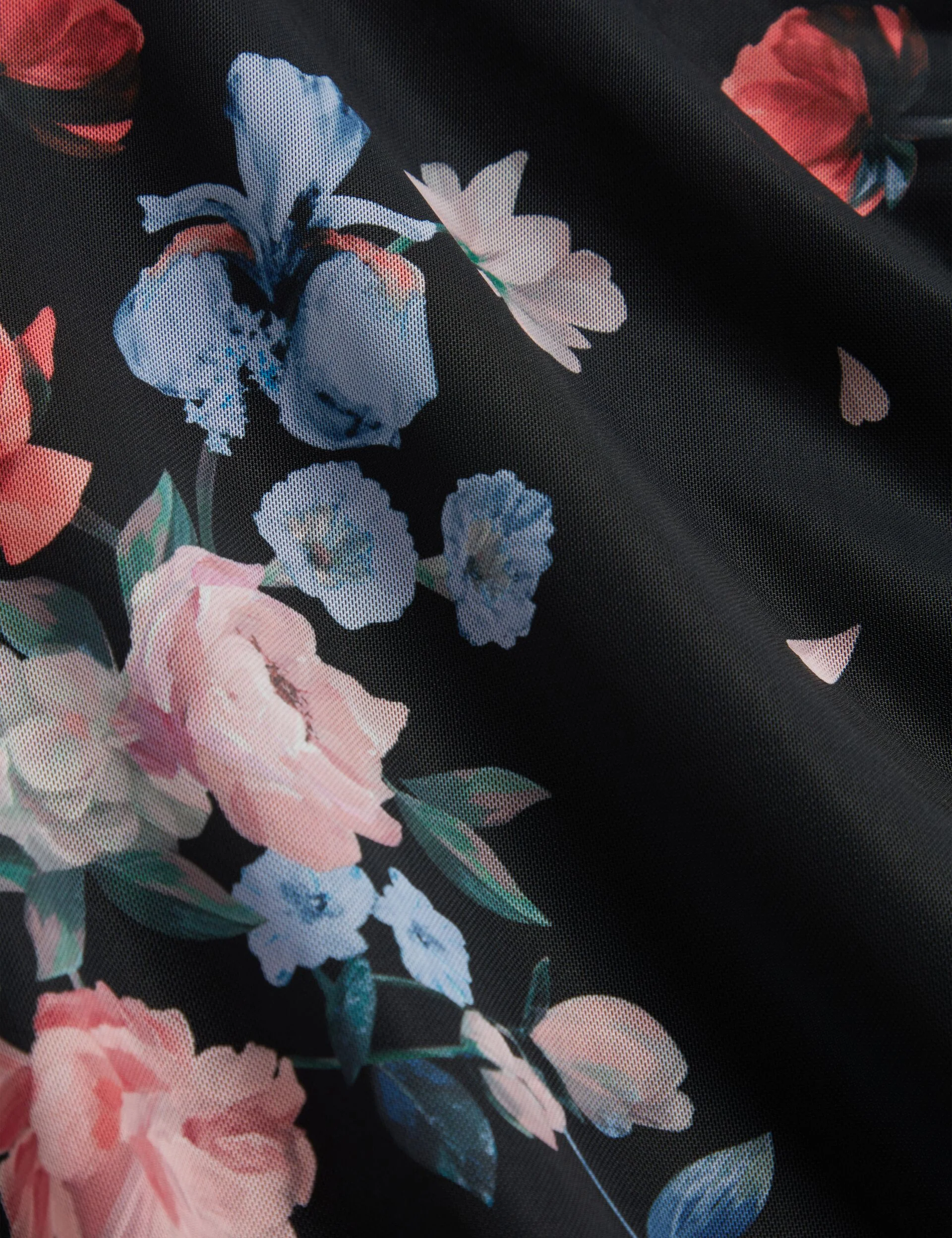 MESH PRINTED COLUMN DRESS | BLACK - Image 3