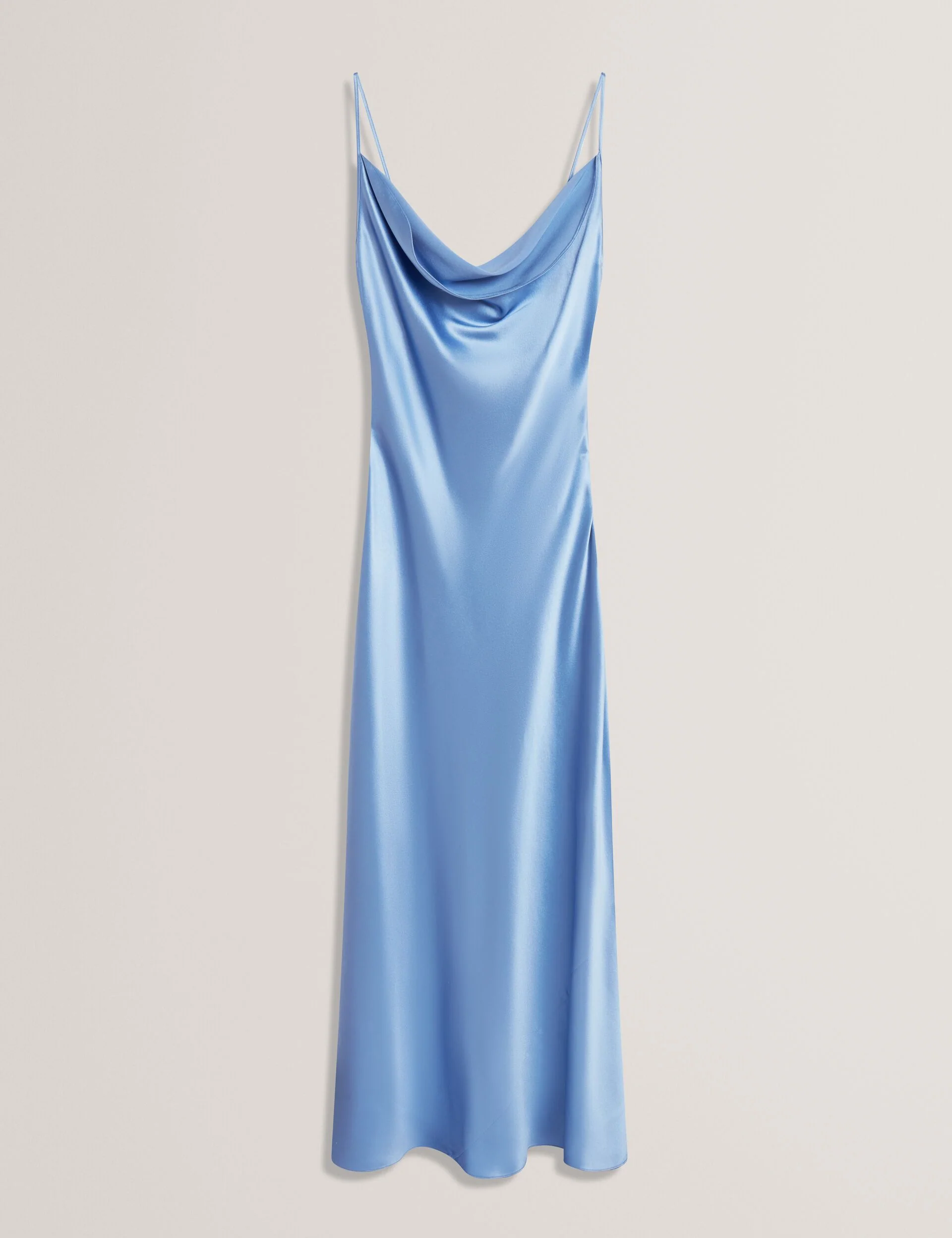 MIDI SILK SLIP DRESS | MID BLUE - Image 7