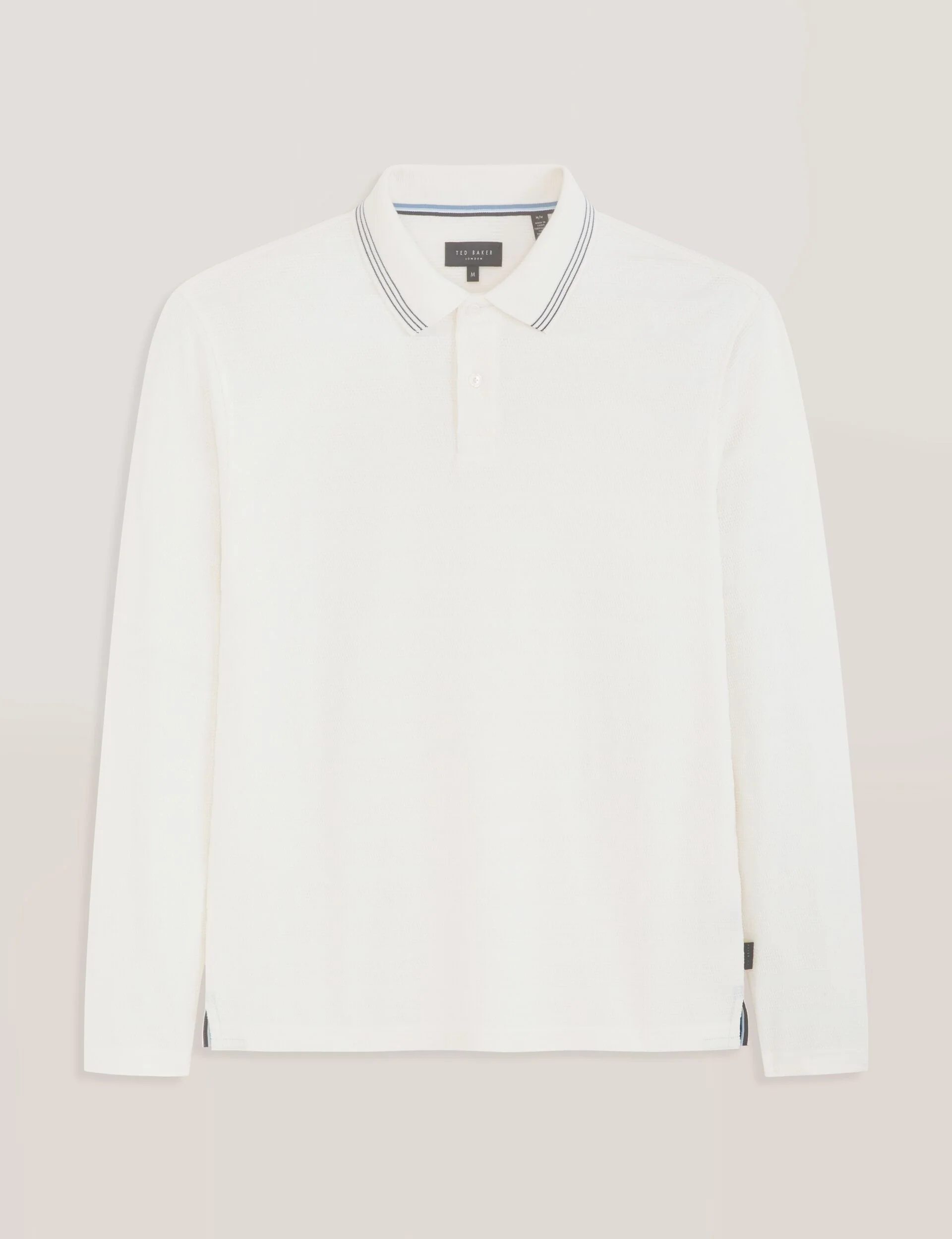 POPCORN STRIPE LONG SLEEVE POLO | WHITE - Image 6