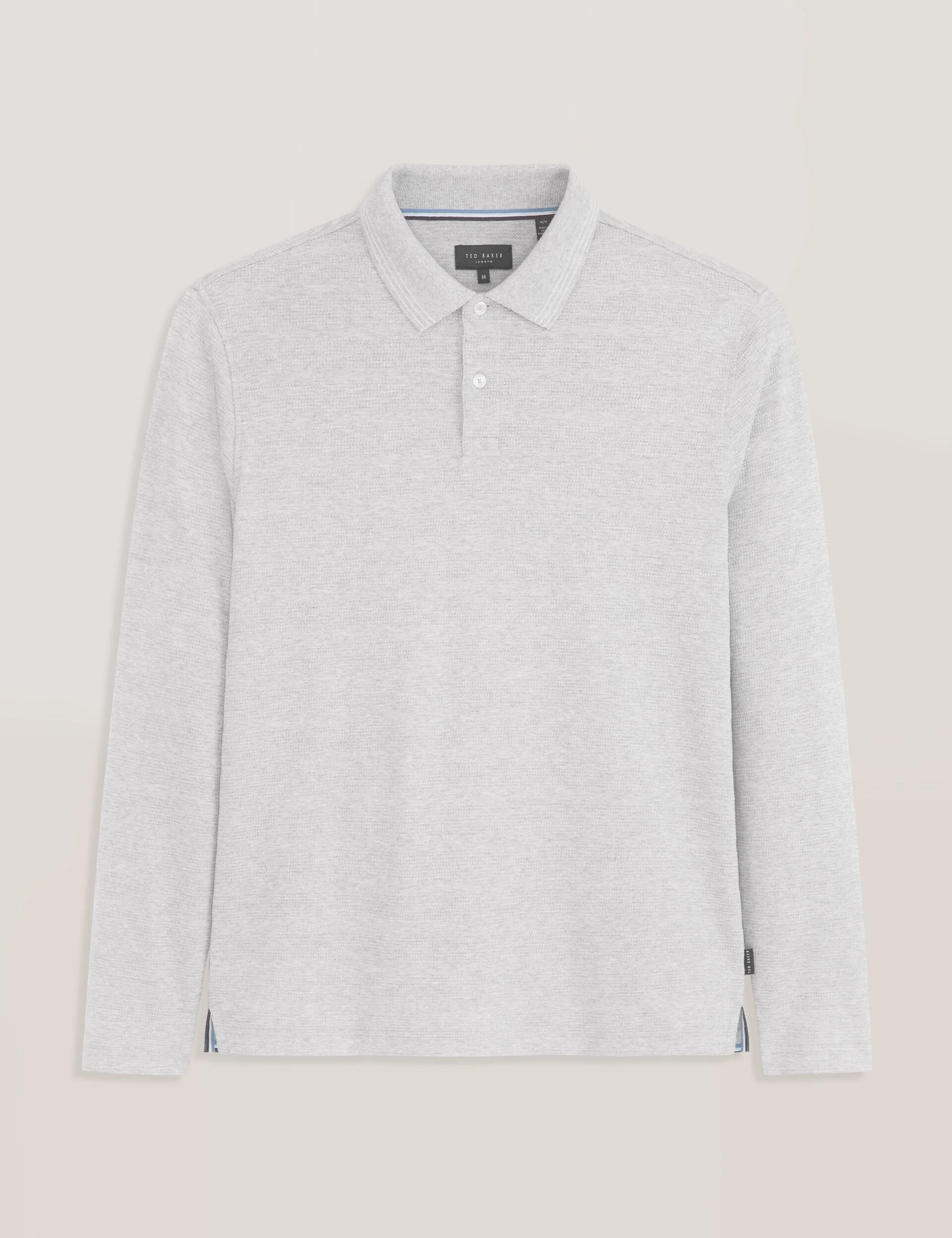 POPCORN STRIPE LONG SLEEVE POLO | GREY - Image 6