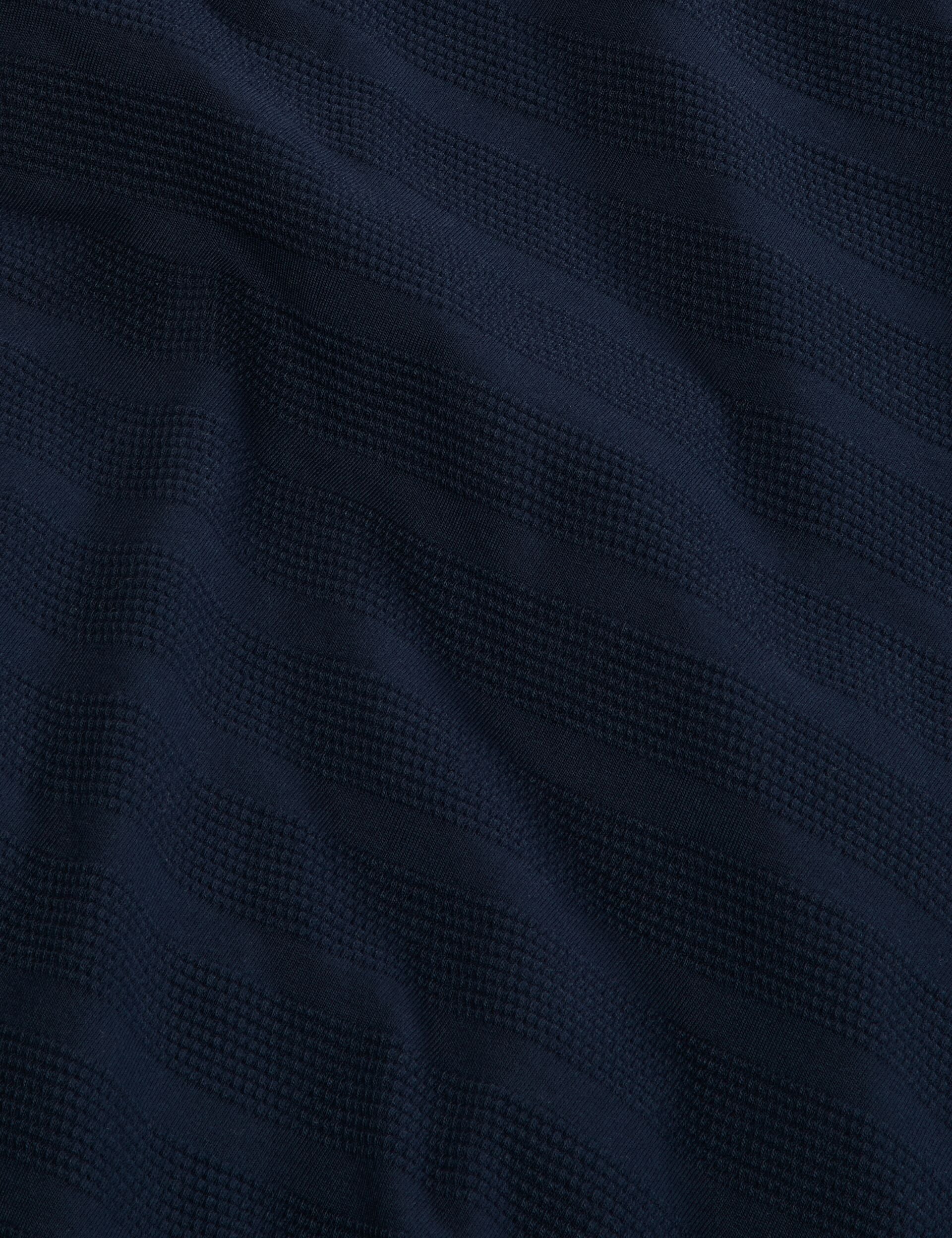 POPCORN STRIPE LONG SLEEVE POLO | NAVY - Image 3