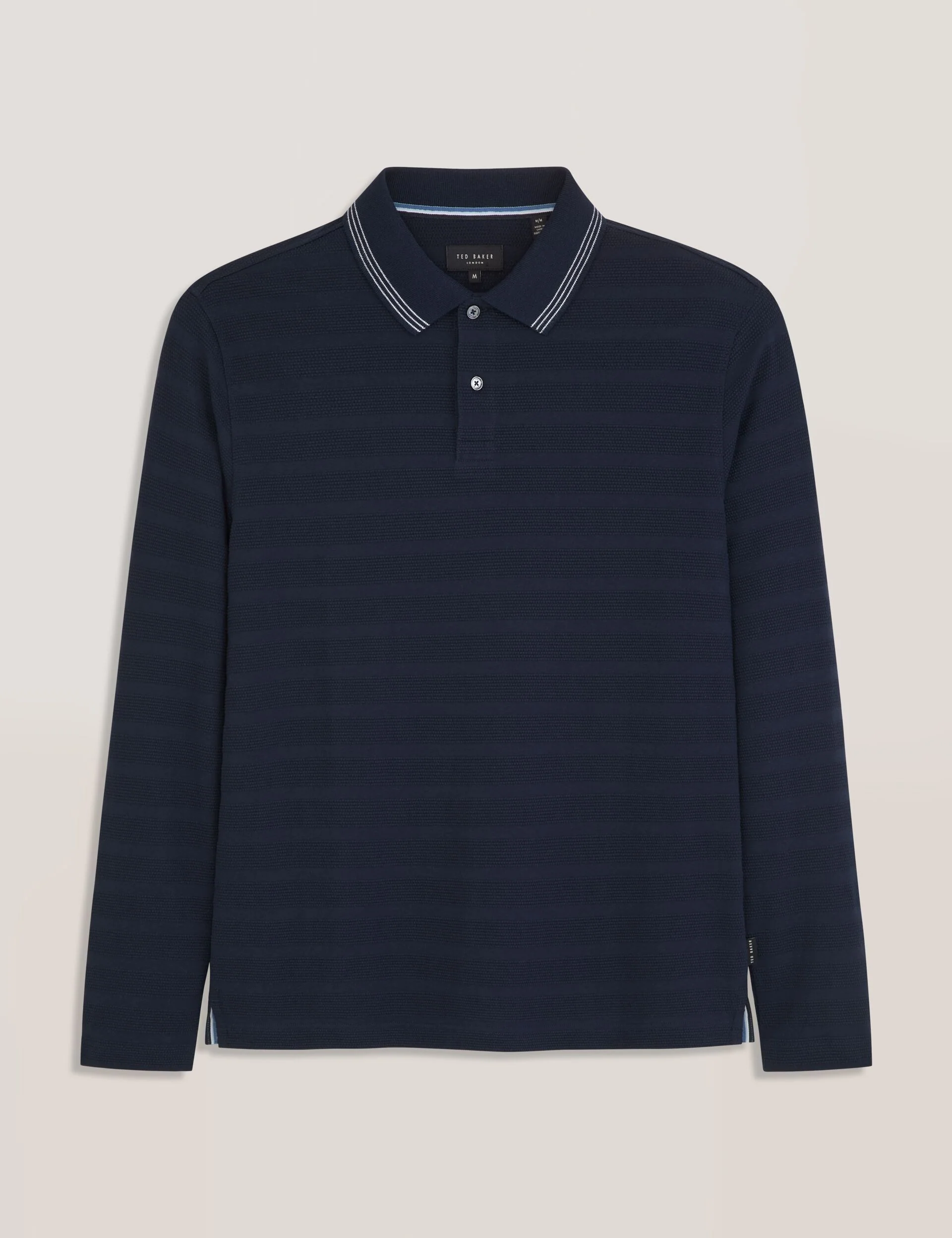 POPCORN STRIPE LONG SLEEVE POLO | NAVY - Image 6