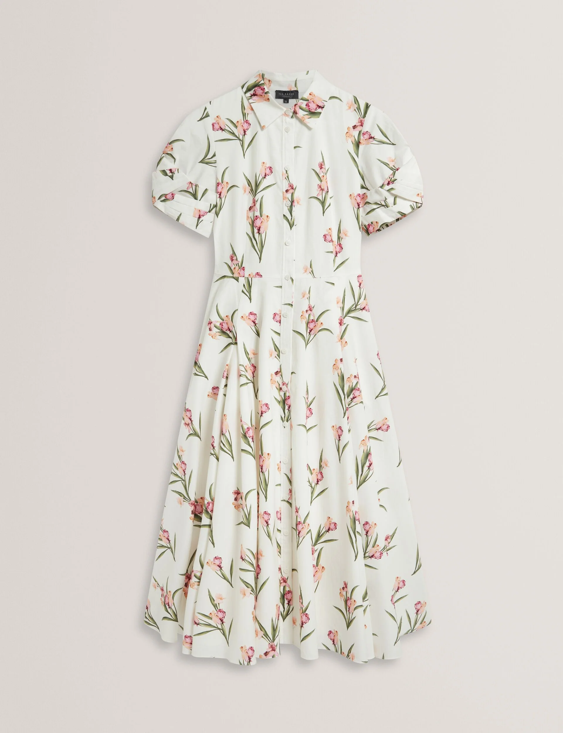 BALLOON SHORT SLEEVE BUTTON UP SHIRT DRESS | WHITE - Image 6