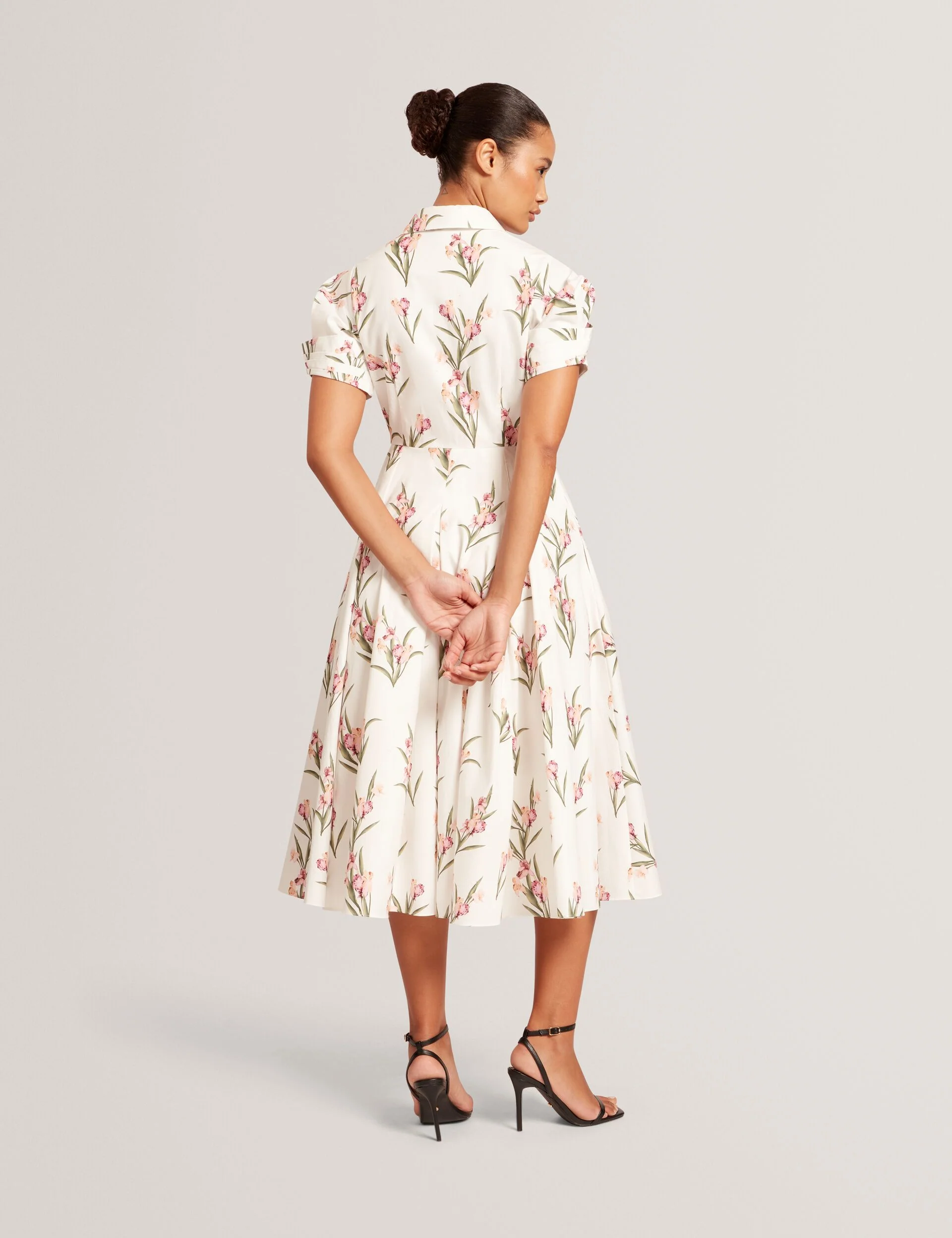 BALLOON SHORT SLEEVE BUTTON UP SHIRT DRESS | WHITE - Image 7