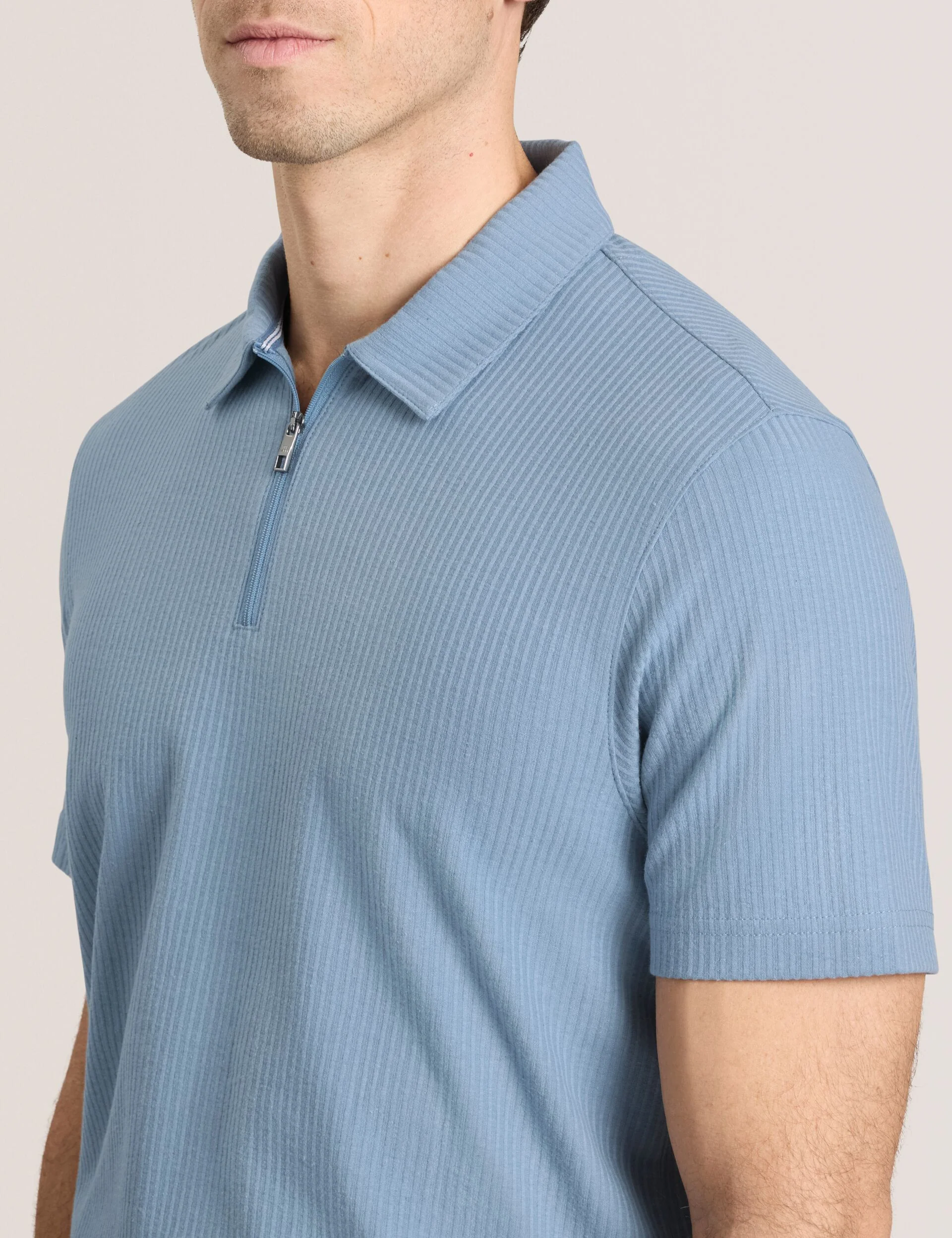 RIB ZIP POLO | LIGHT BLUE - Image 4