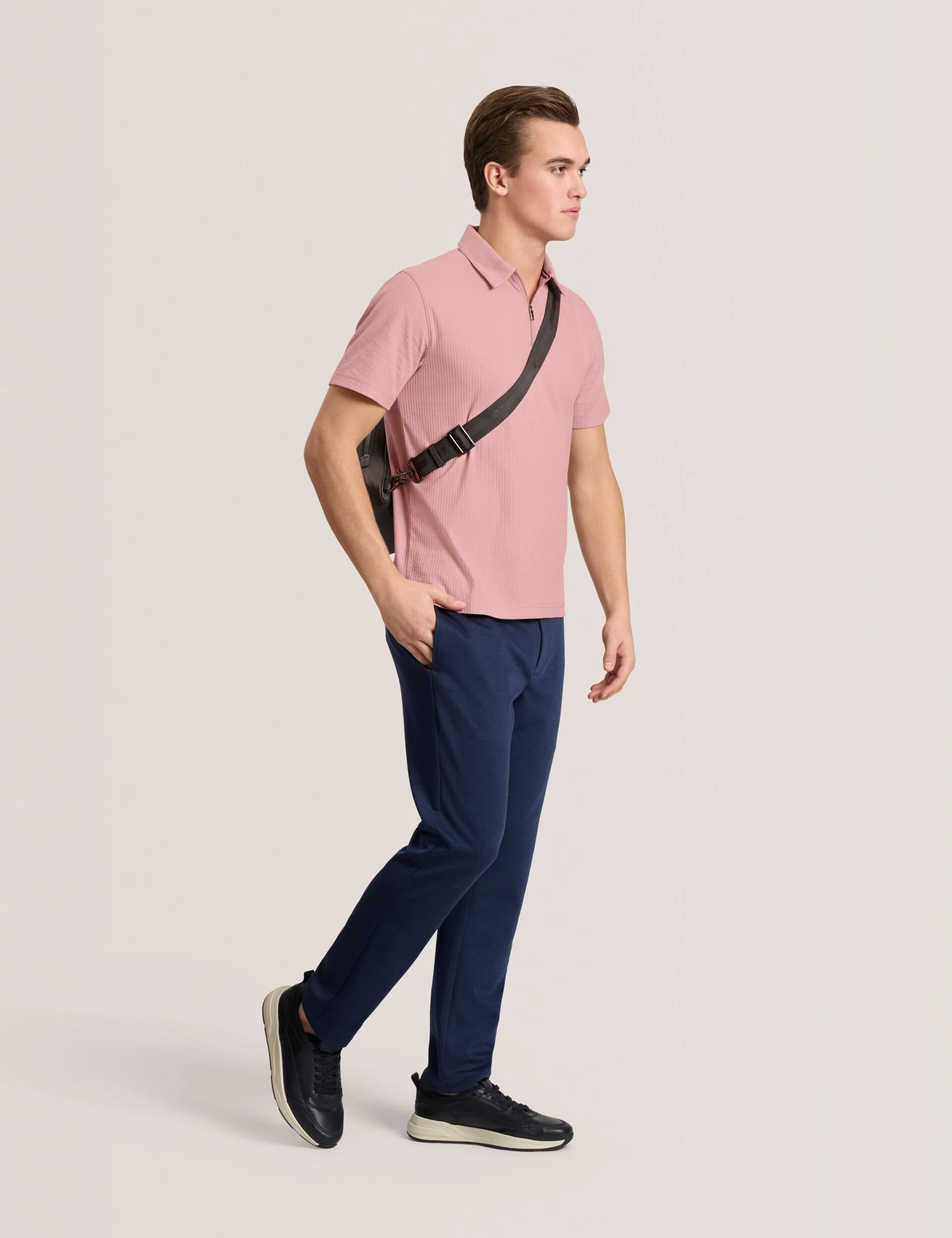 RIB ZIP POLO | PALE PINK - Image 2