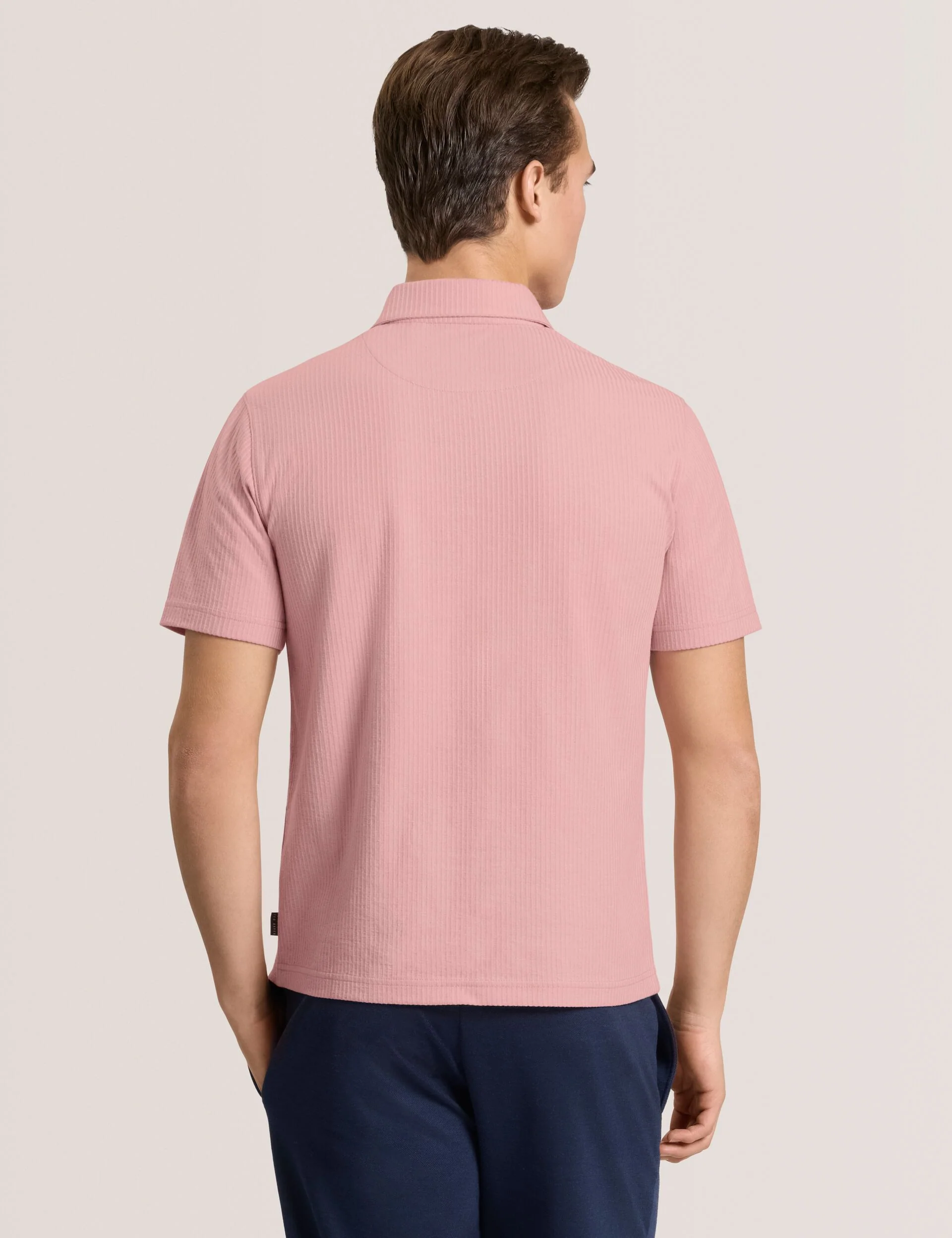 RIB ZIP POLO | PALE PINK - Image 3