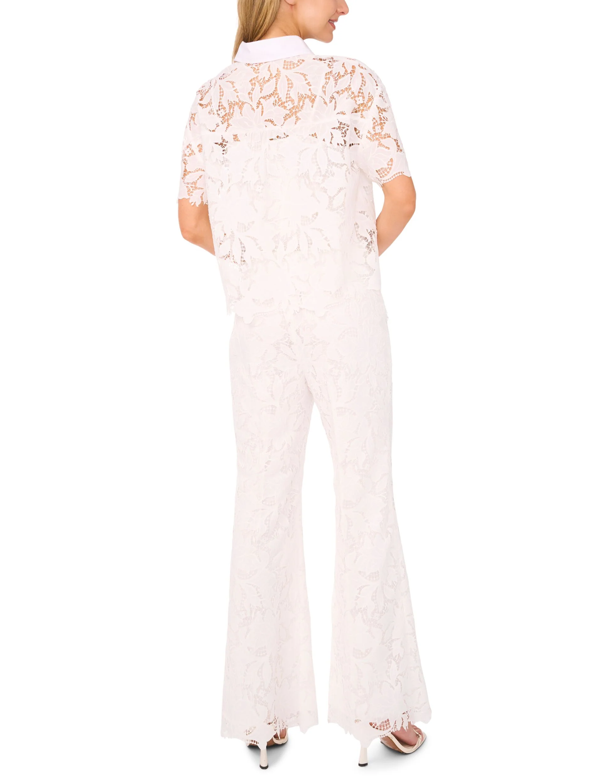 SHORT SLEEVE LACE BLOUSE | WHITE - Image 4