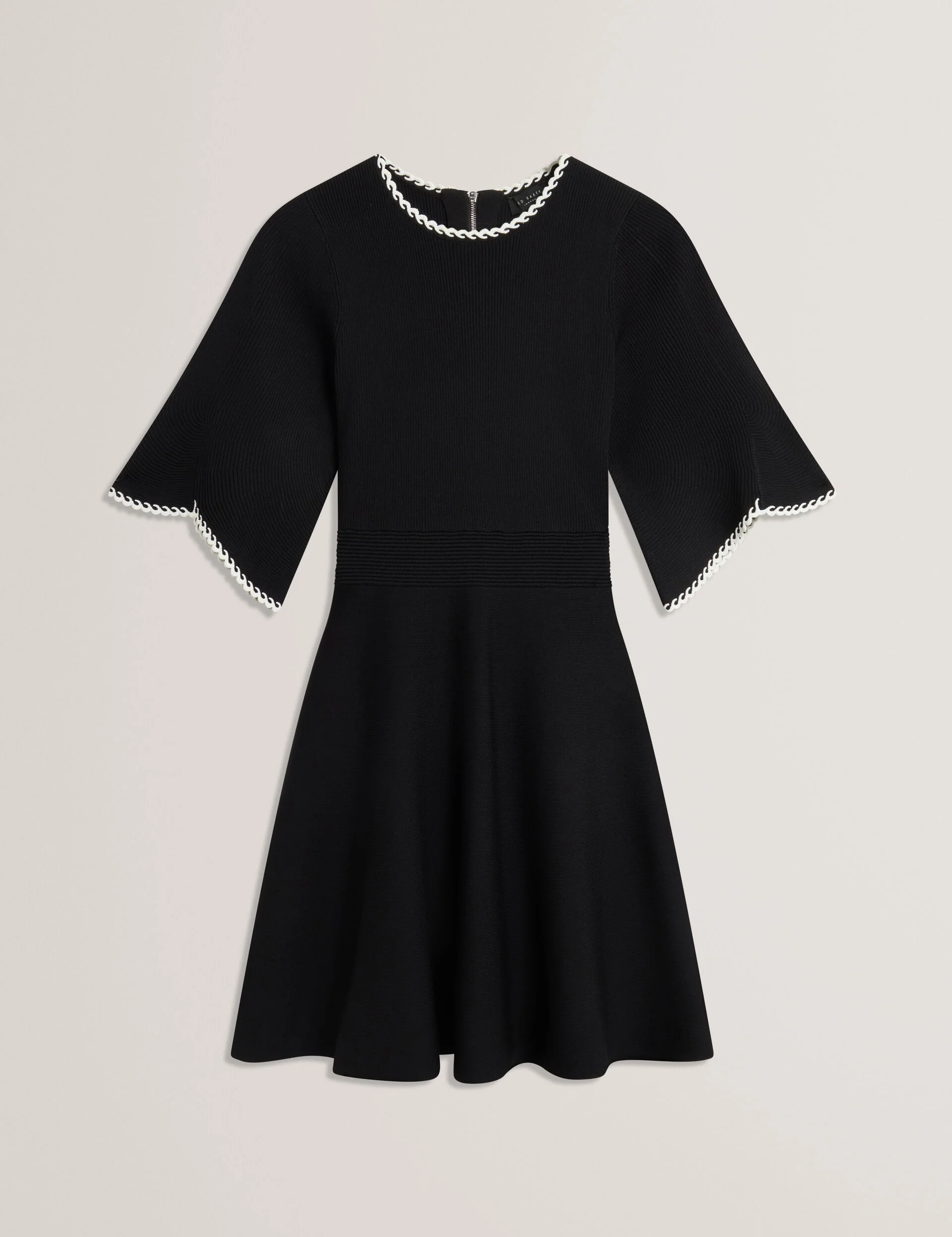 SHORT SLEEVE CREW NECK MINI DRESS | BLACK - Image 8