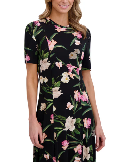 SHORT SLEEVE JERSEY MAXI DRESS | BLACK - Image 2