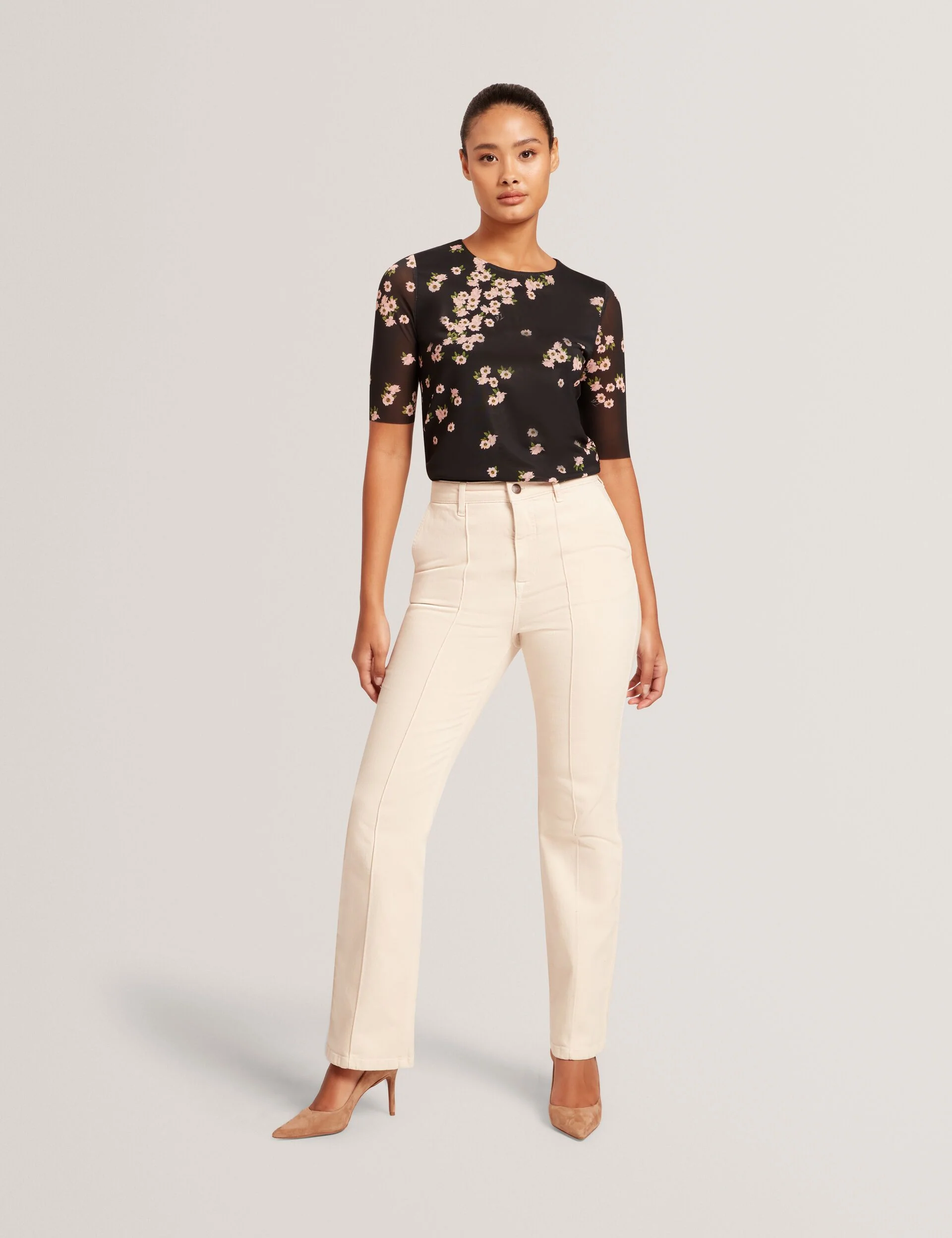 SHORT SLEEVE MESH TOP | BLACK - Image 2