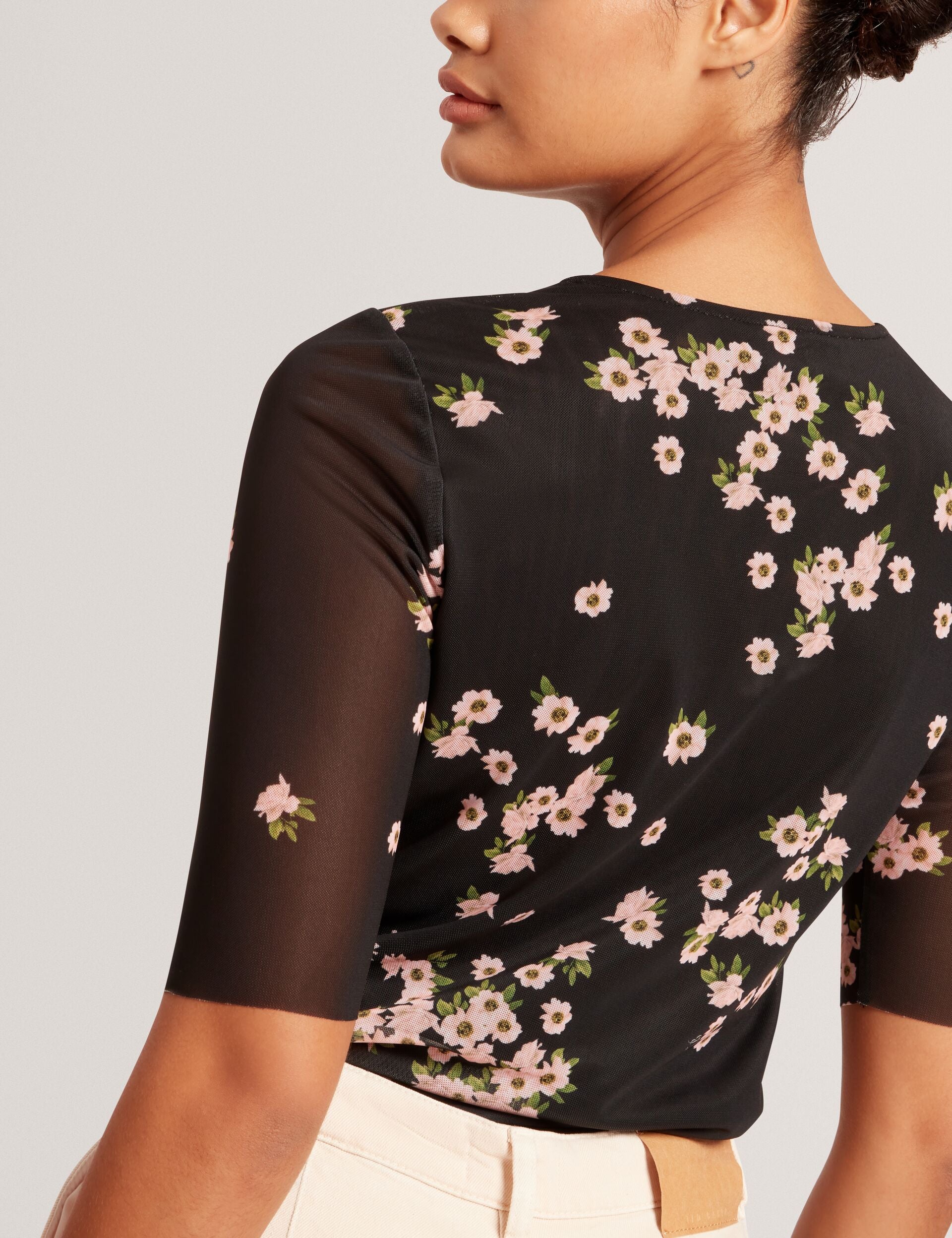 SHORT SLEEVE MESH TOP | BLACK - Image 7