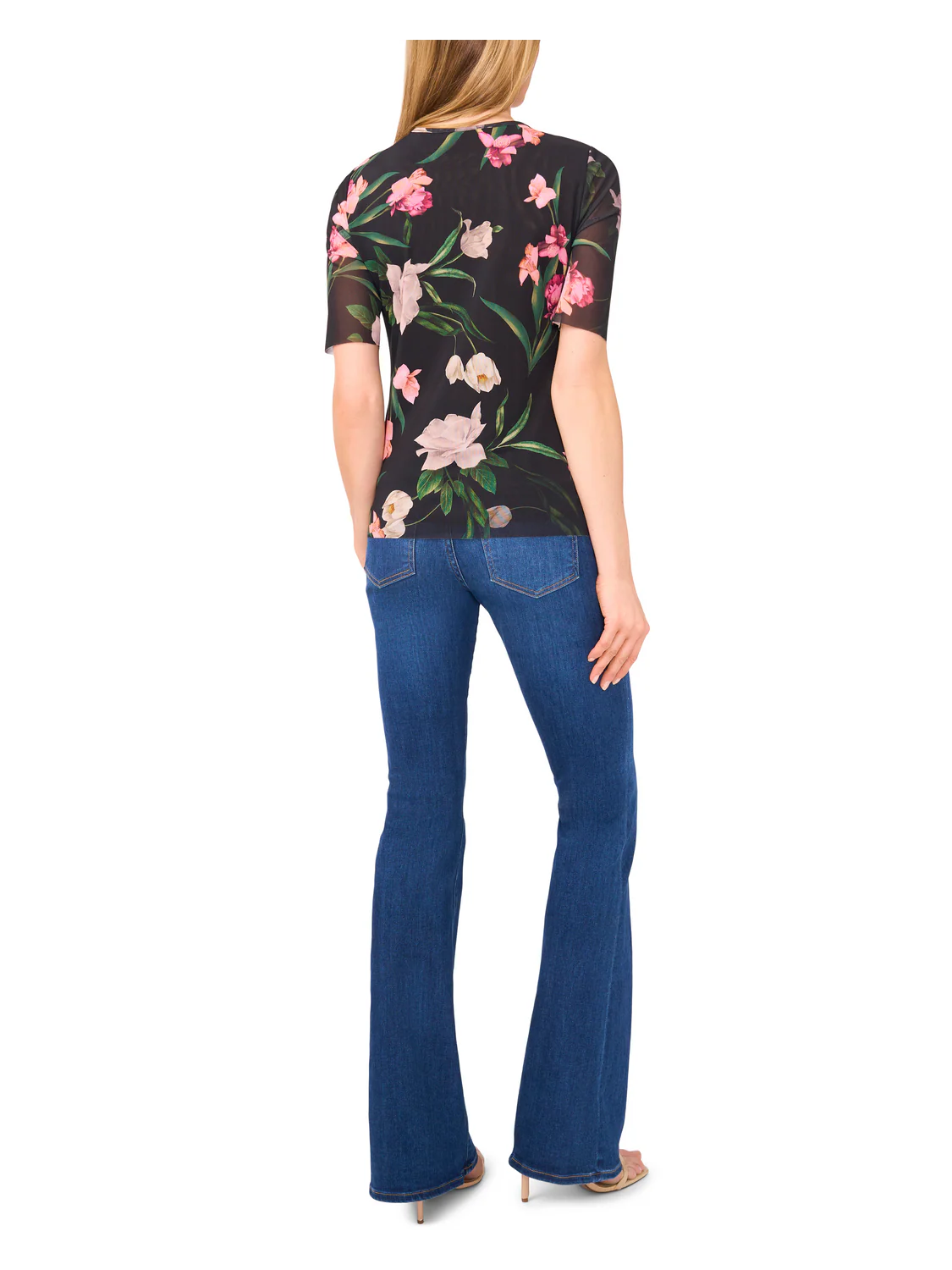 SHORT SLEEVE MESH TOP | BLACK - Image 3