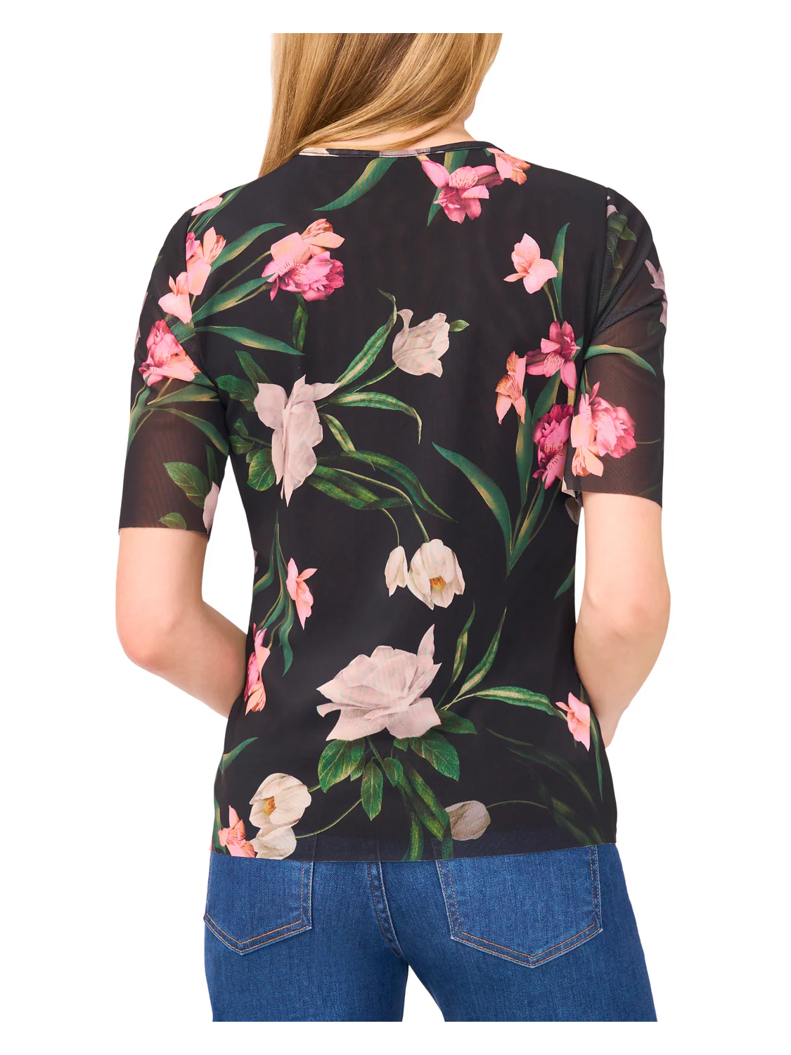 SHORT SLEEVE MESH TOP | BLACK - Image 4