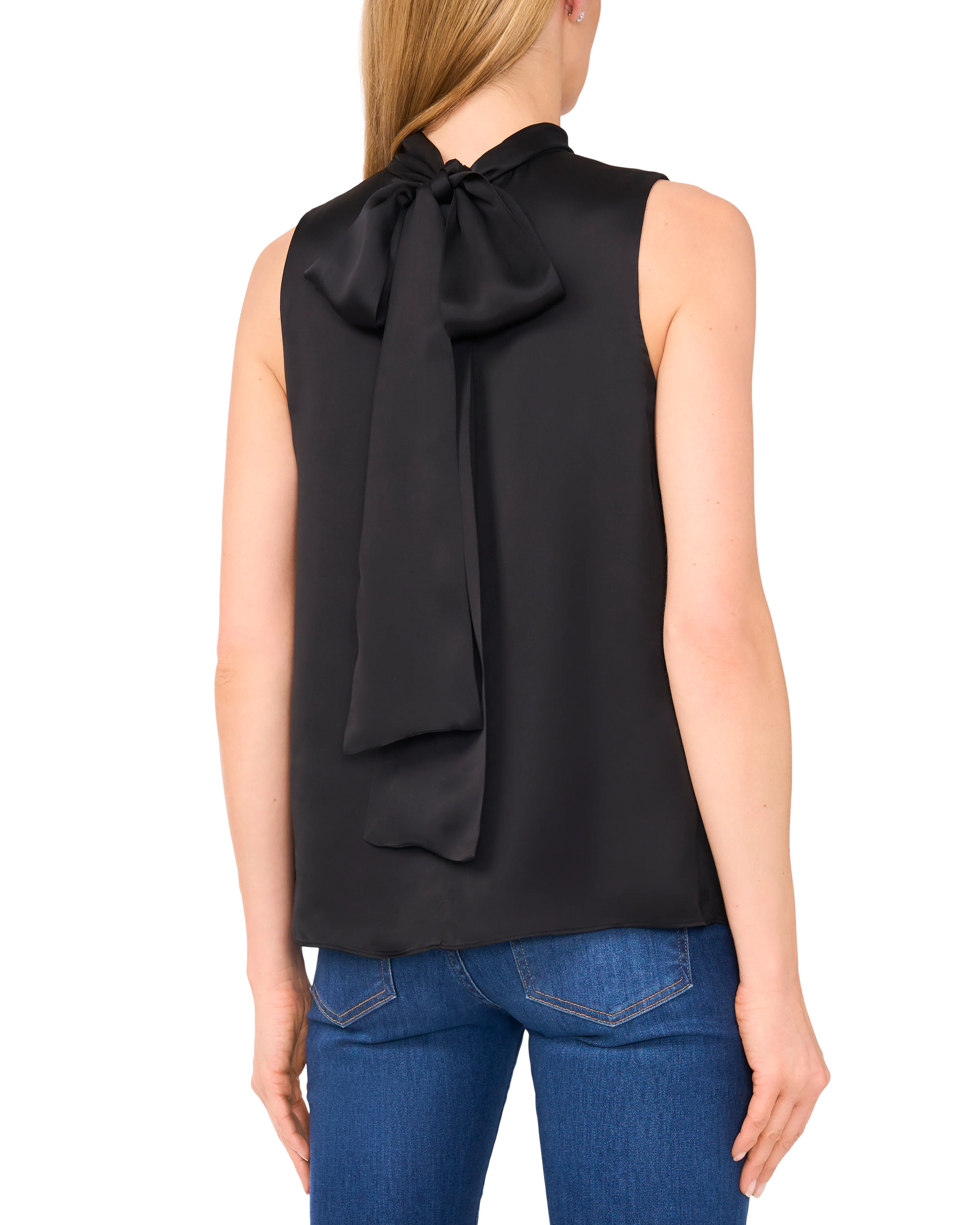 SLEEVELESS BOW BLOUSE | BLACK - Image 2