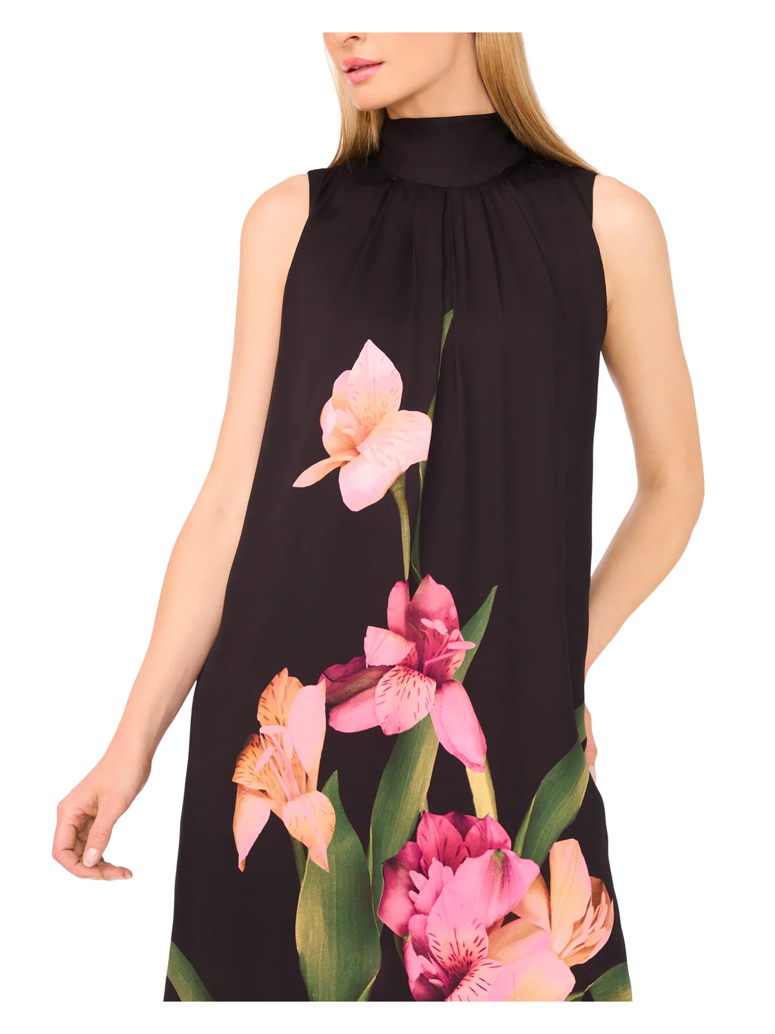 SLEEVELESS BOW MAXI DRESS WITH SLIT | BLACK - Image 4