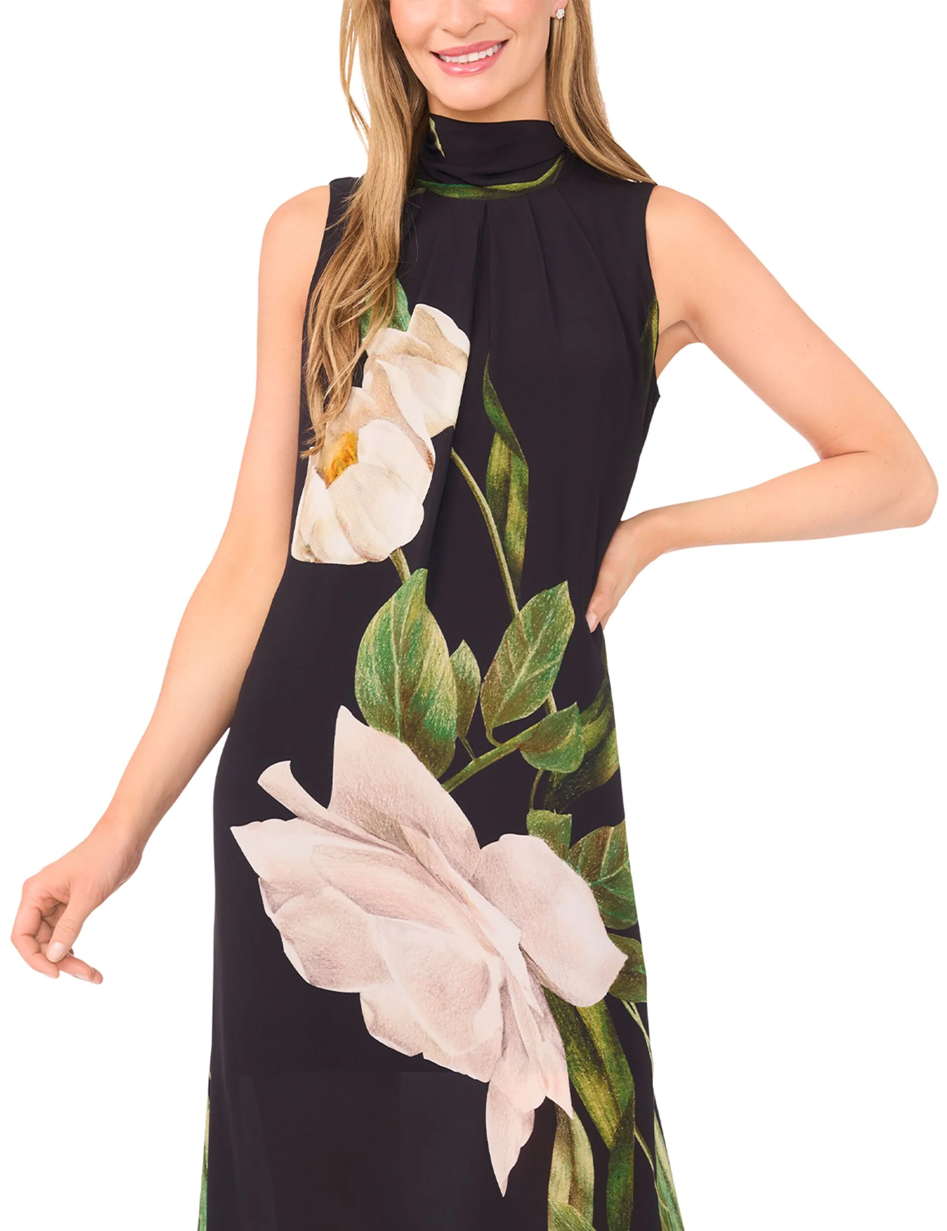 SLEEVELESS BOW TIE MAXI DRESS | BLACK - Image 2