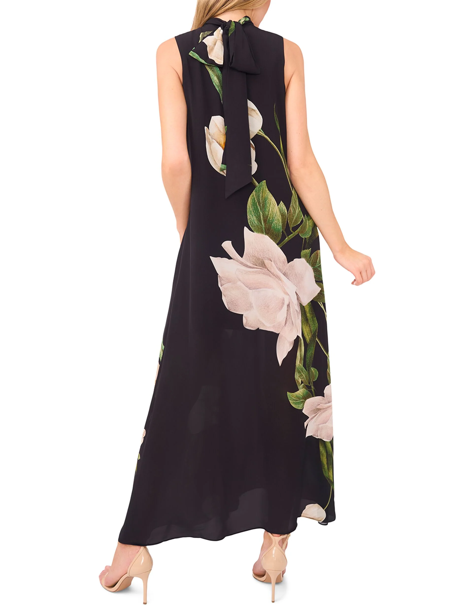 SLEEVELESS BOW TIE MAXI DRESS | BLACK - Image 3
