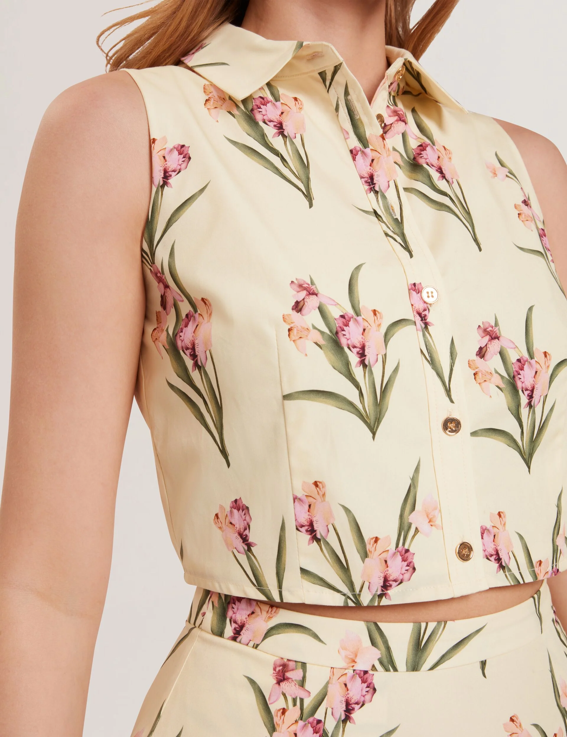 SLEEVELESS BUTTON UP SHIRT | YELLOW - Image 4