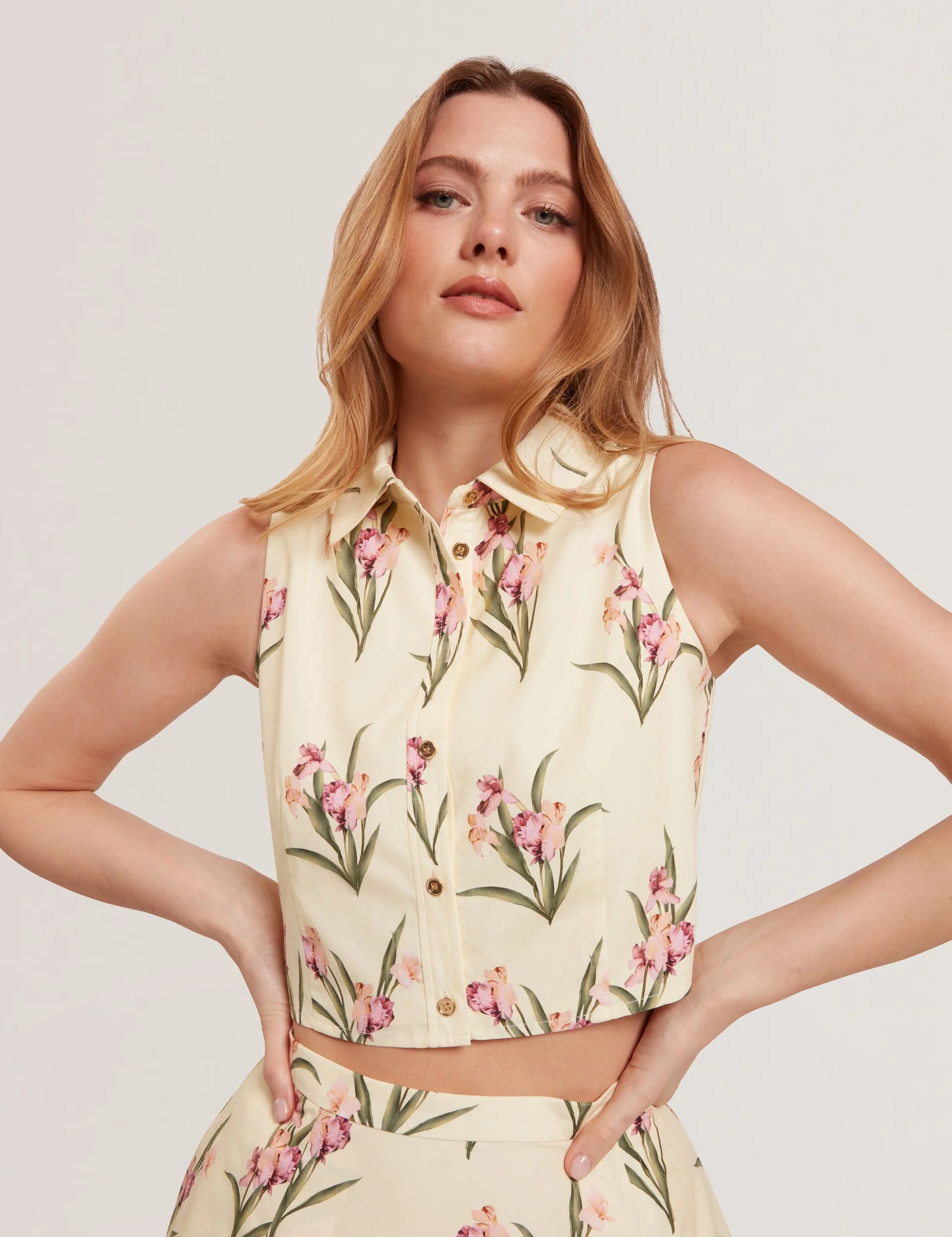 SLEEVELESS BUTTON UP SHIRT | YELLOW - Image 6