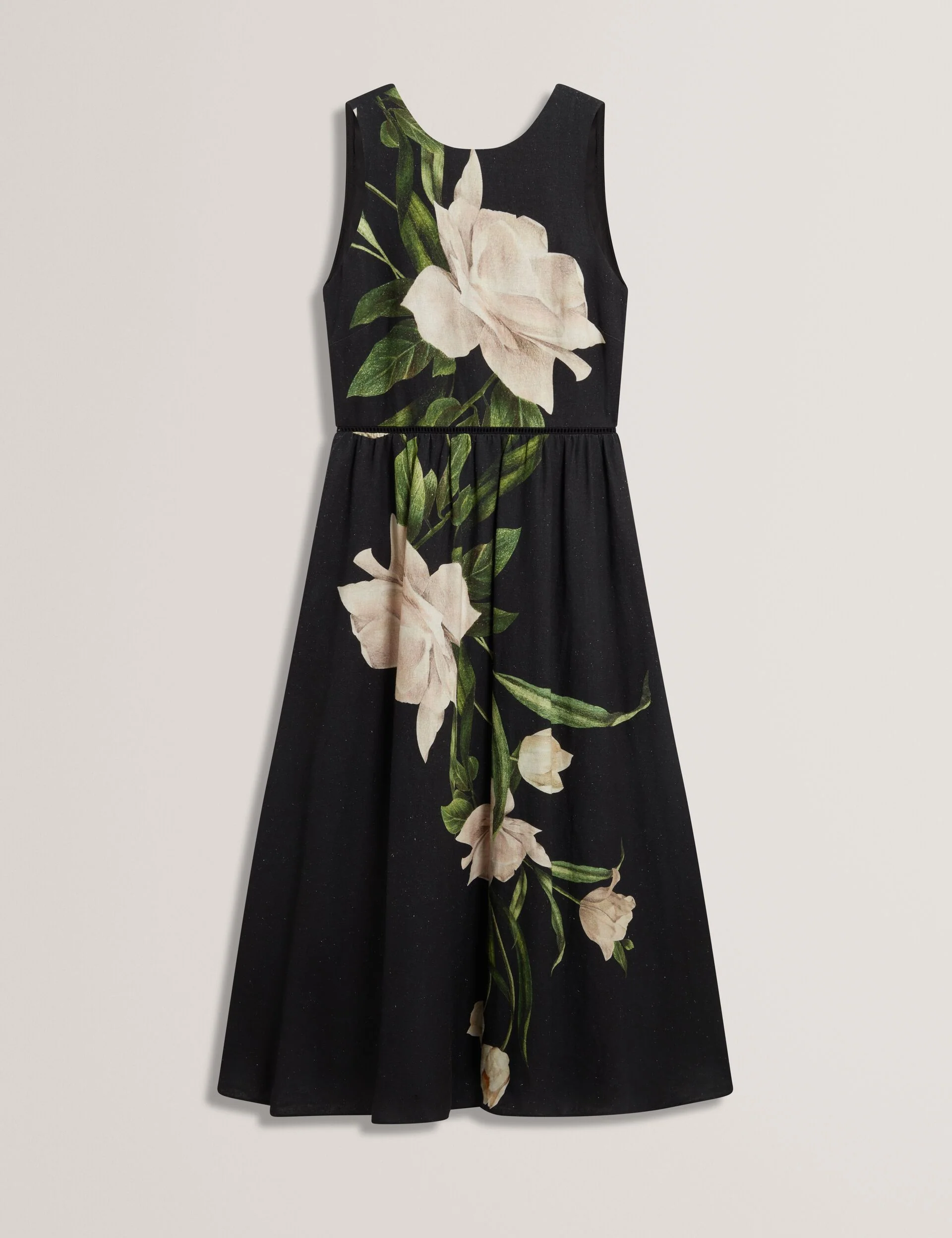 SLEEVELESS FIT AND FLARE MAXI DRESS | BLACK - Image 7