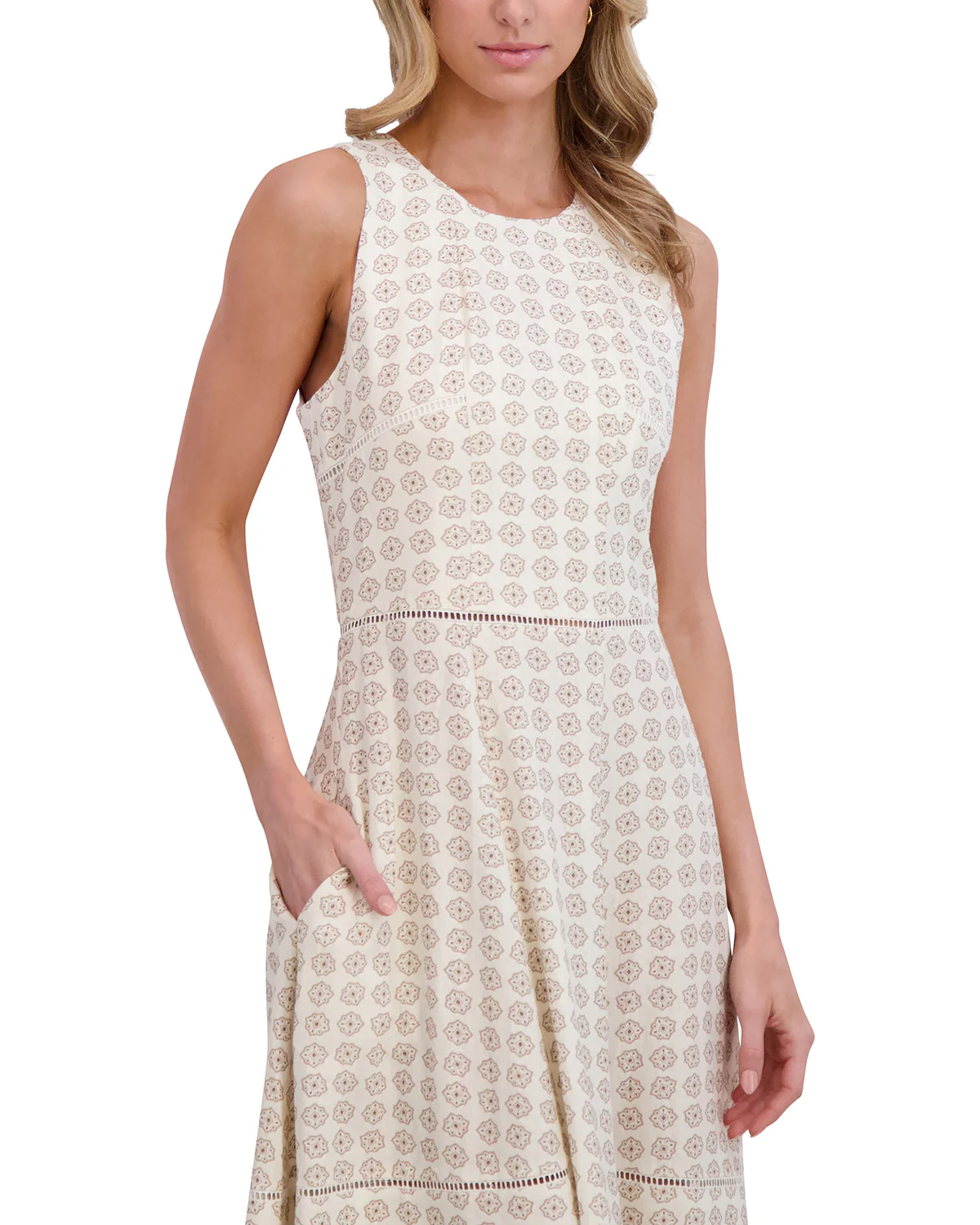 SLEEVELESS HIGH NECK MIDI DRESS | IVORY - Image 2