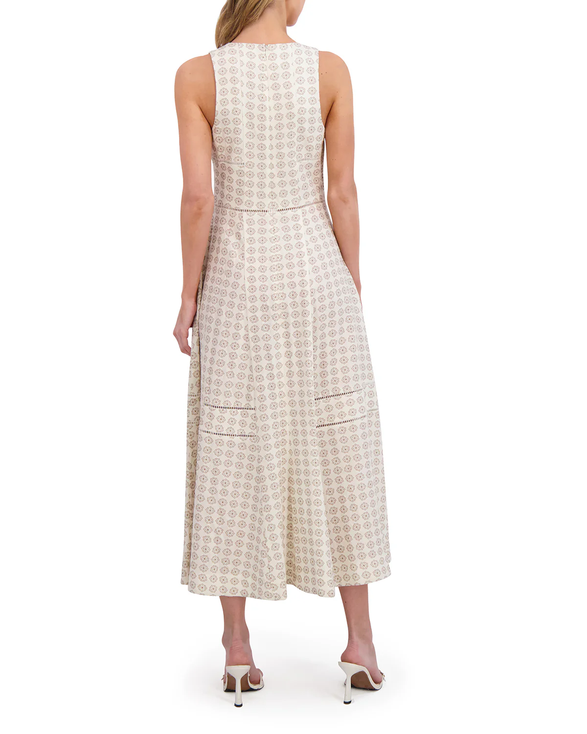 SLEEVELESS HIGH NECK MIDI DRESS | IVORY - Image 3