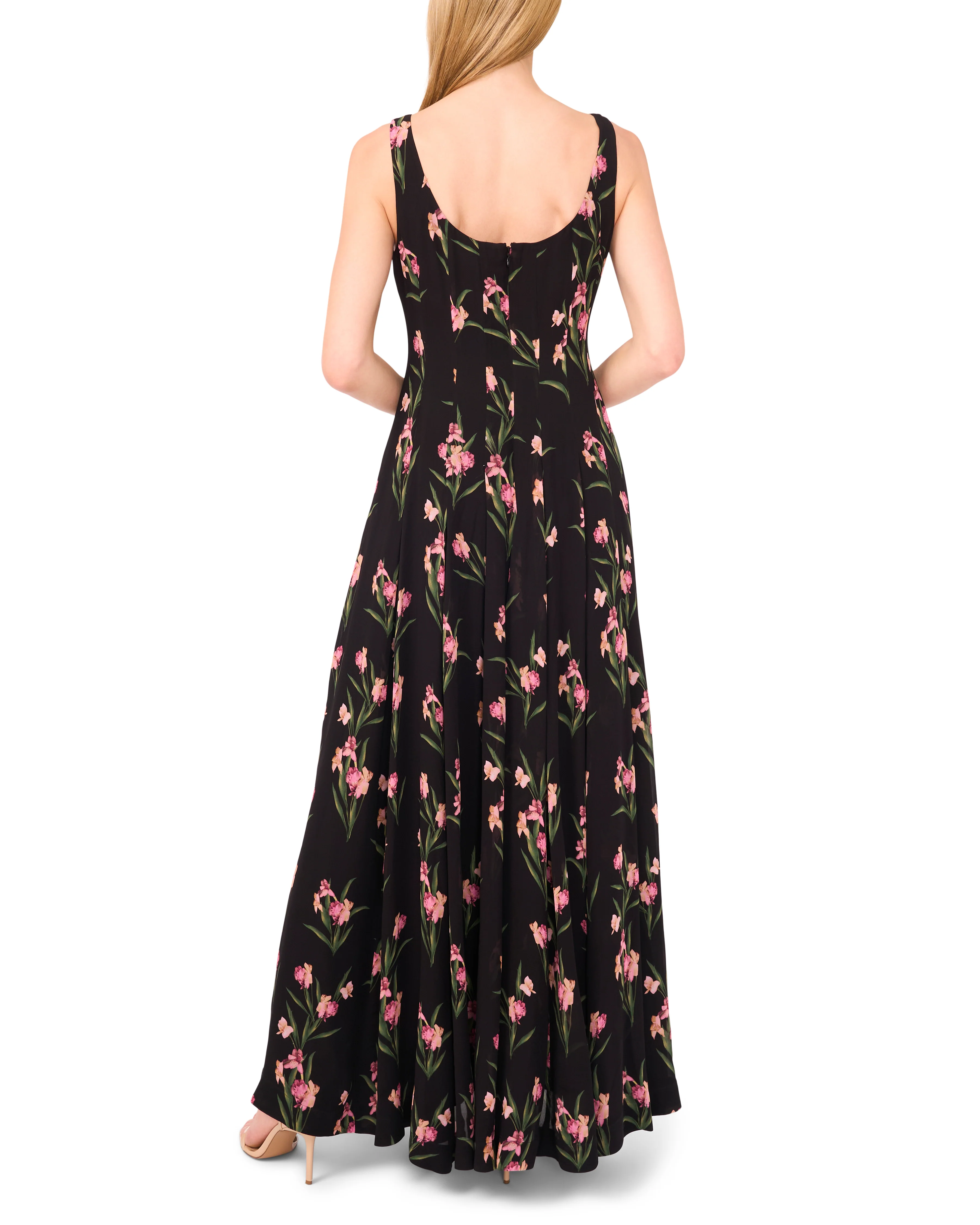 SLEEVELESS PLEATED MAXI DRESS | BLACK - Image 3