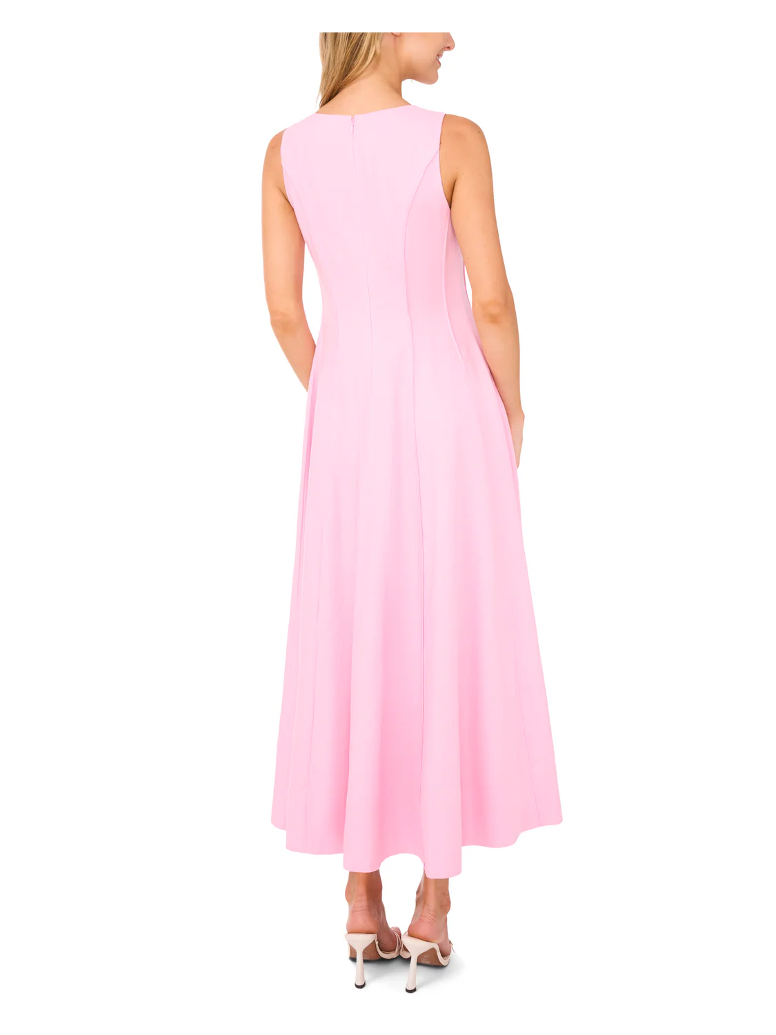 SLEEVELESS V NECK PLEATED MAXI DRESS | LIGHT PINK - Image 6