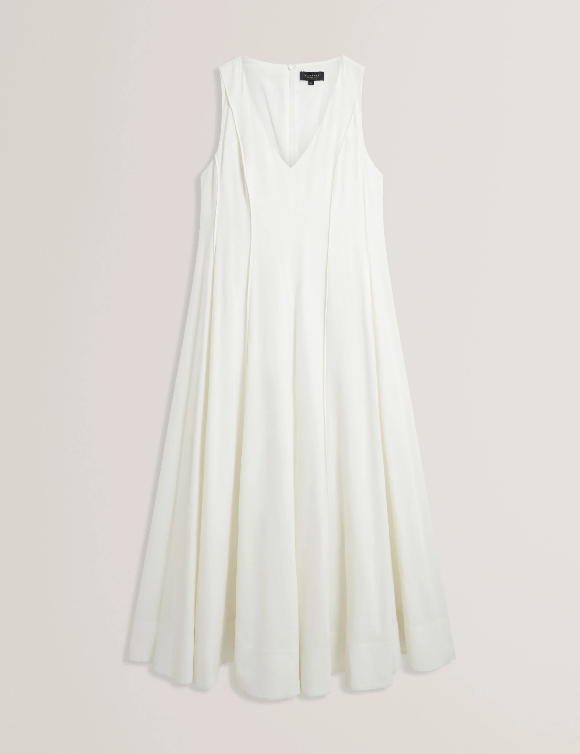 SLEEVELESS V-NECK PLEATED MAXI DRESS | WHITE - Image 6