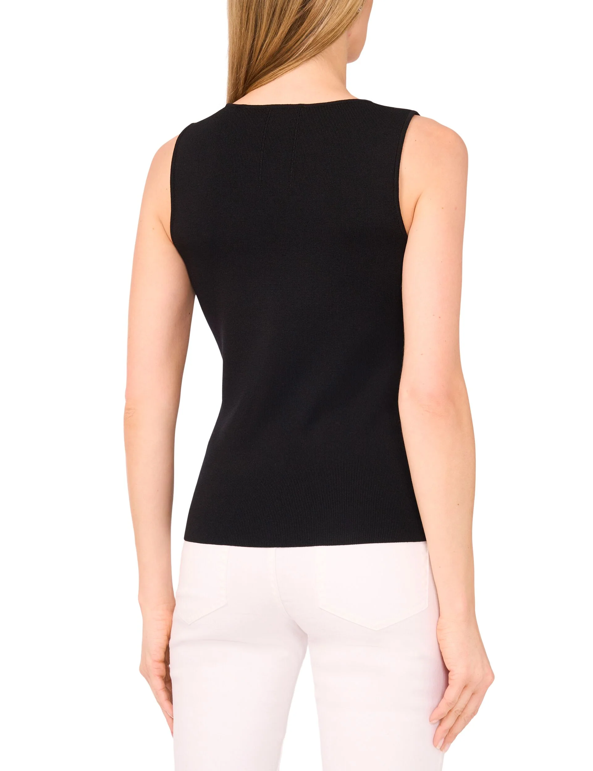 SLEEVELESS V-NECK TOP | BLACK - Image 4
