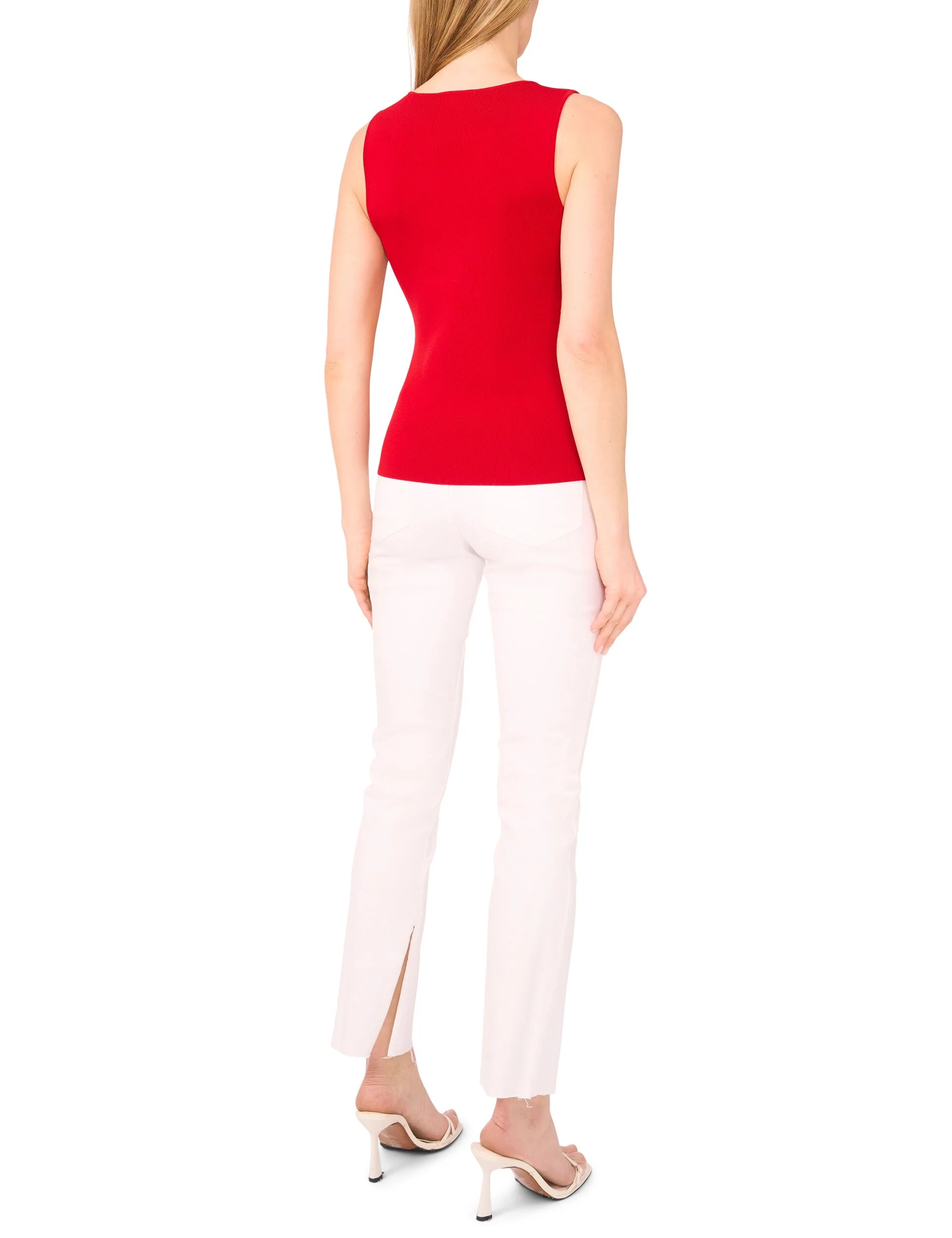 SLEEVELESS V-NECK TOP | RED - Image 4
