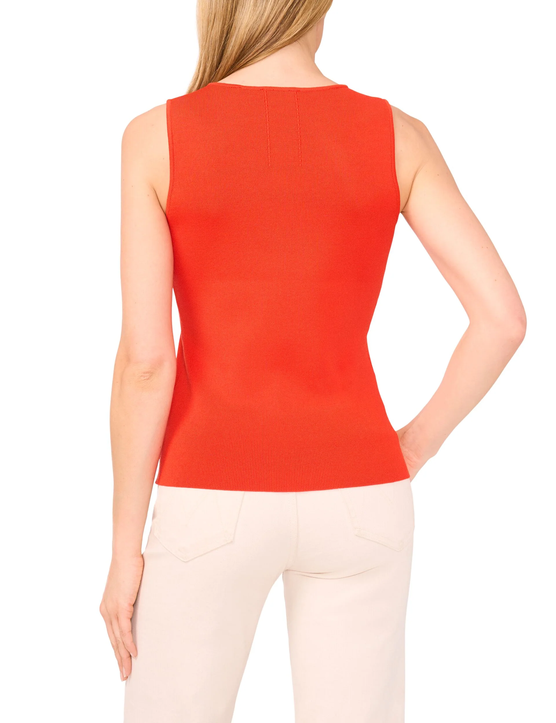 SLEEVELESS V-NECK TOP | ORANGE - Image 4