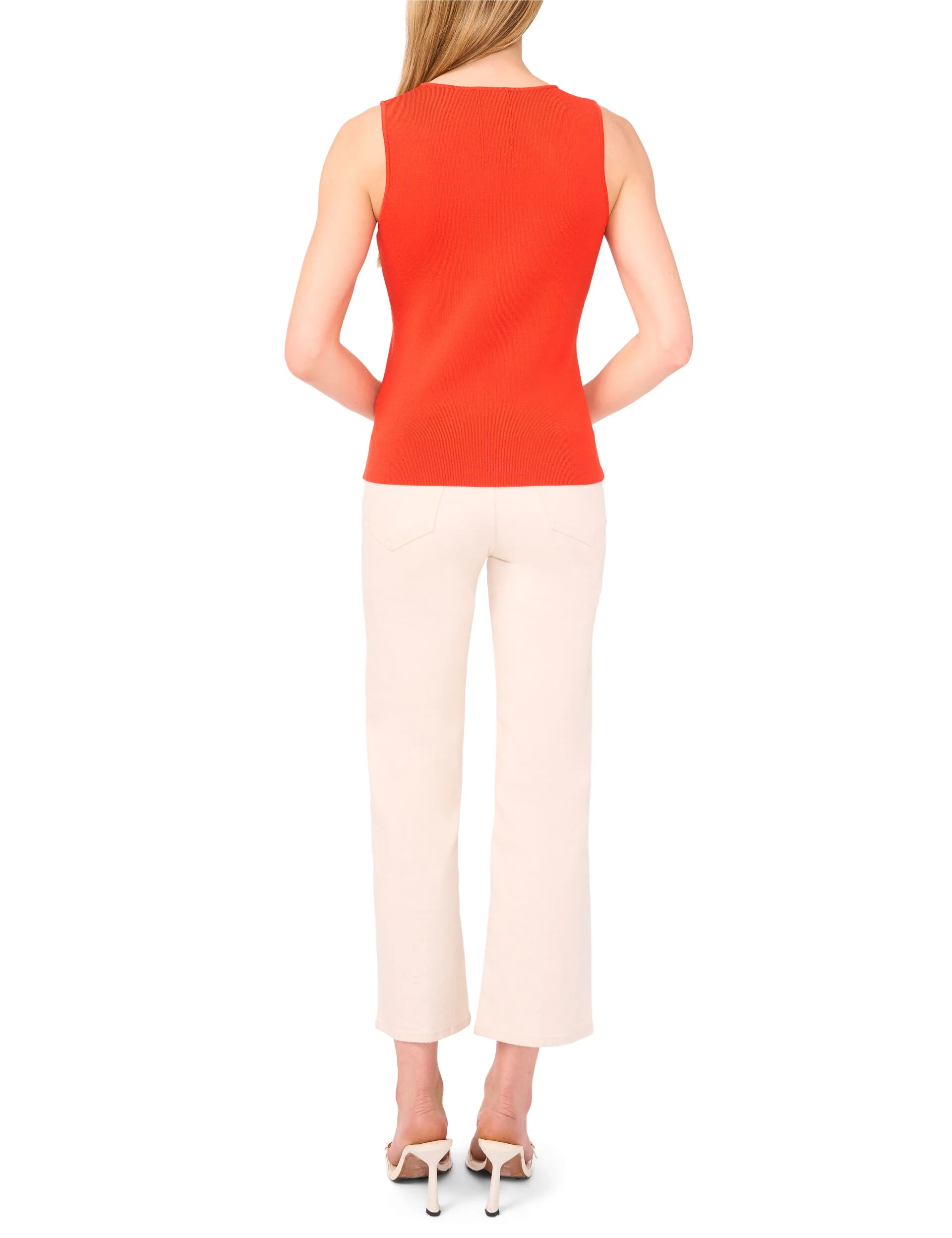 SLEEVELESS V-NECK TOP | ORANGE - Image 5