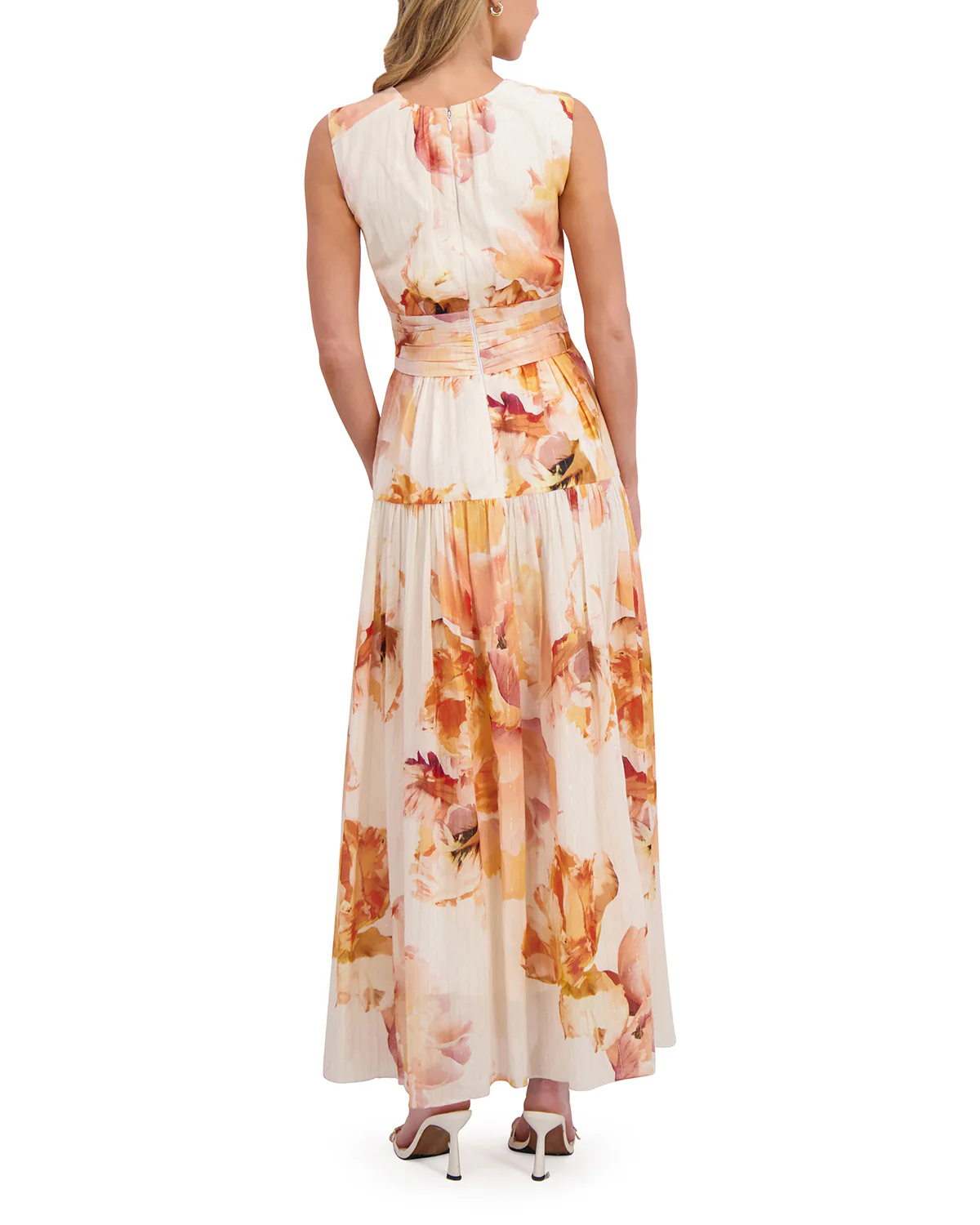 SLEEVELESS WRAPPED WAIST MAXI DRESS | ORANGE - Image 3