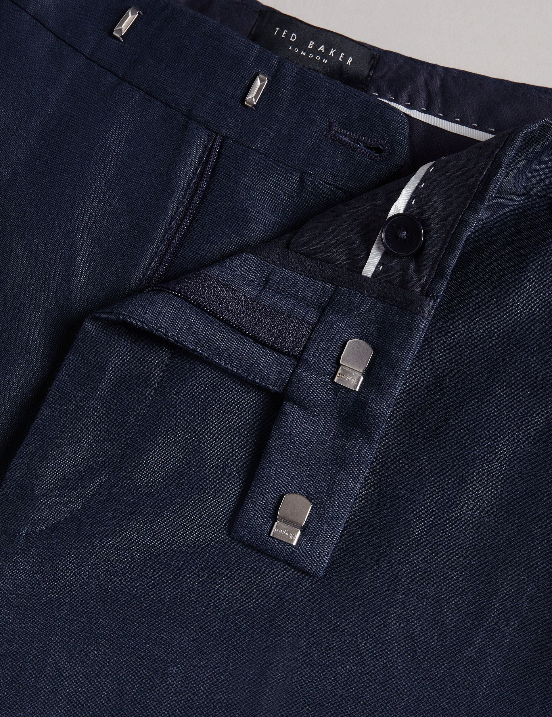 SLIM FIT WOOL LINEN TROUSER | NAVY - Image 3