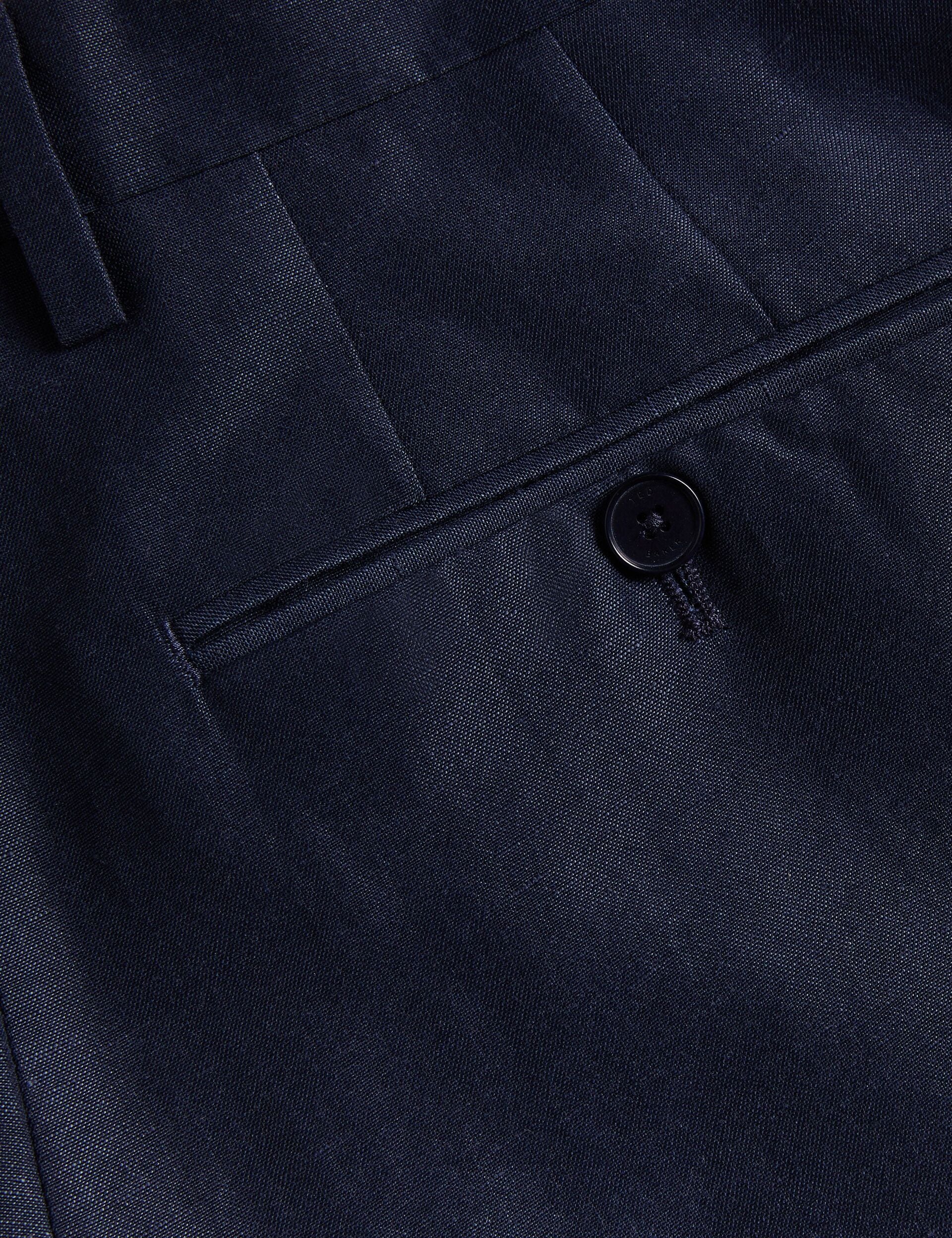 SLIM FIT WOOL LINEN TROUSER | NAVY - Image 5