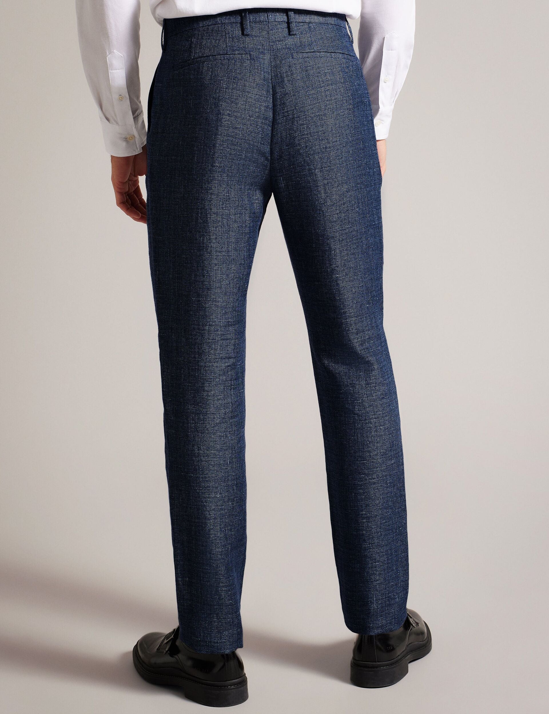 SLIM LINEN WOOL TROUSERS | NAVY - Image 4
