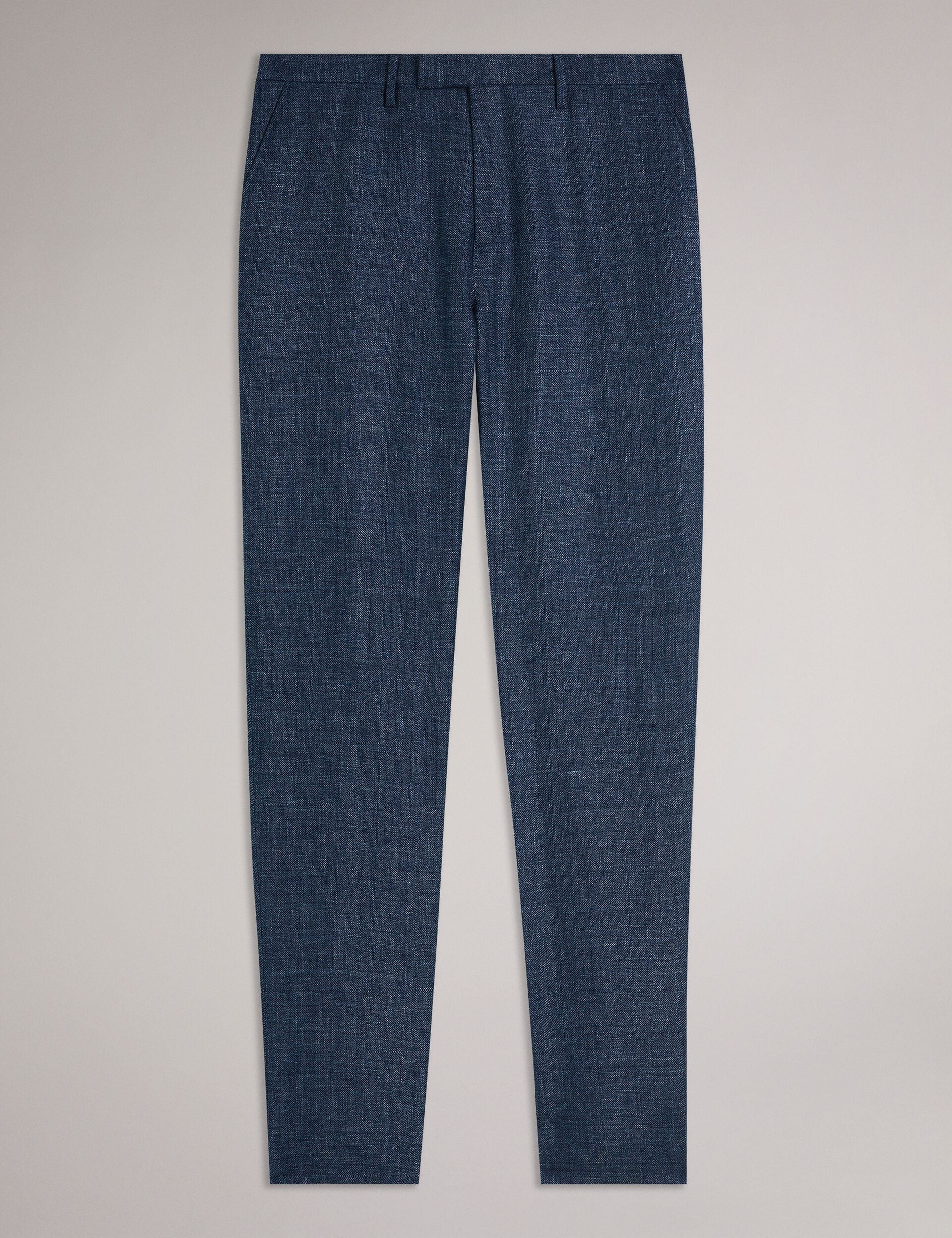SLIM LINEN WOOL TROUSERS | NAVY - Image 6