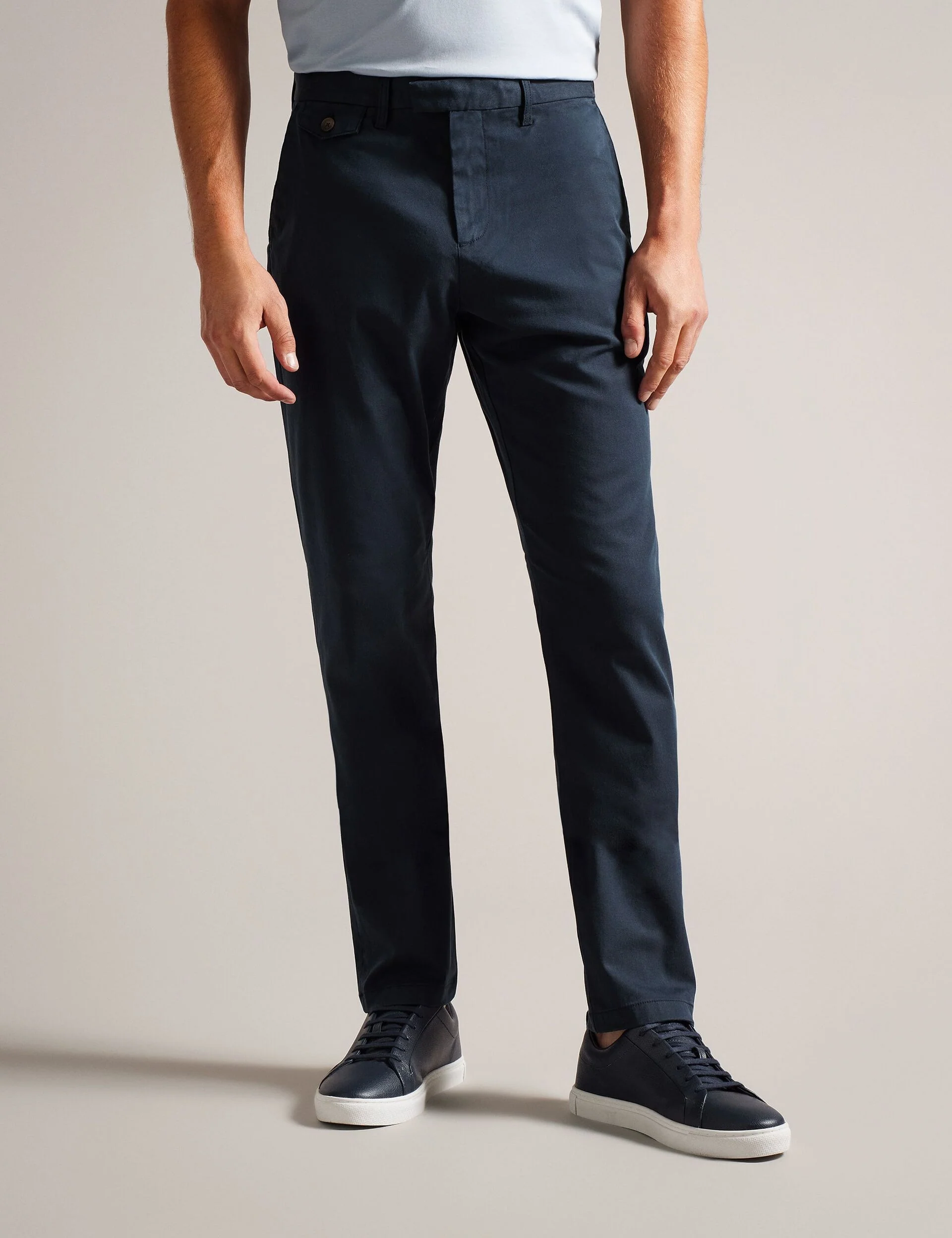 SLIM TEXTURED CHINO TROUSER | NAVY - Image 2