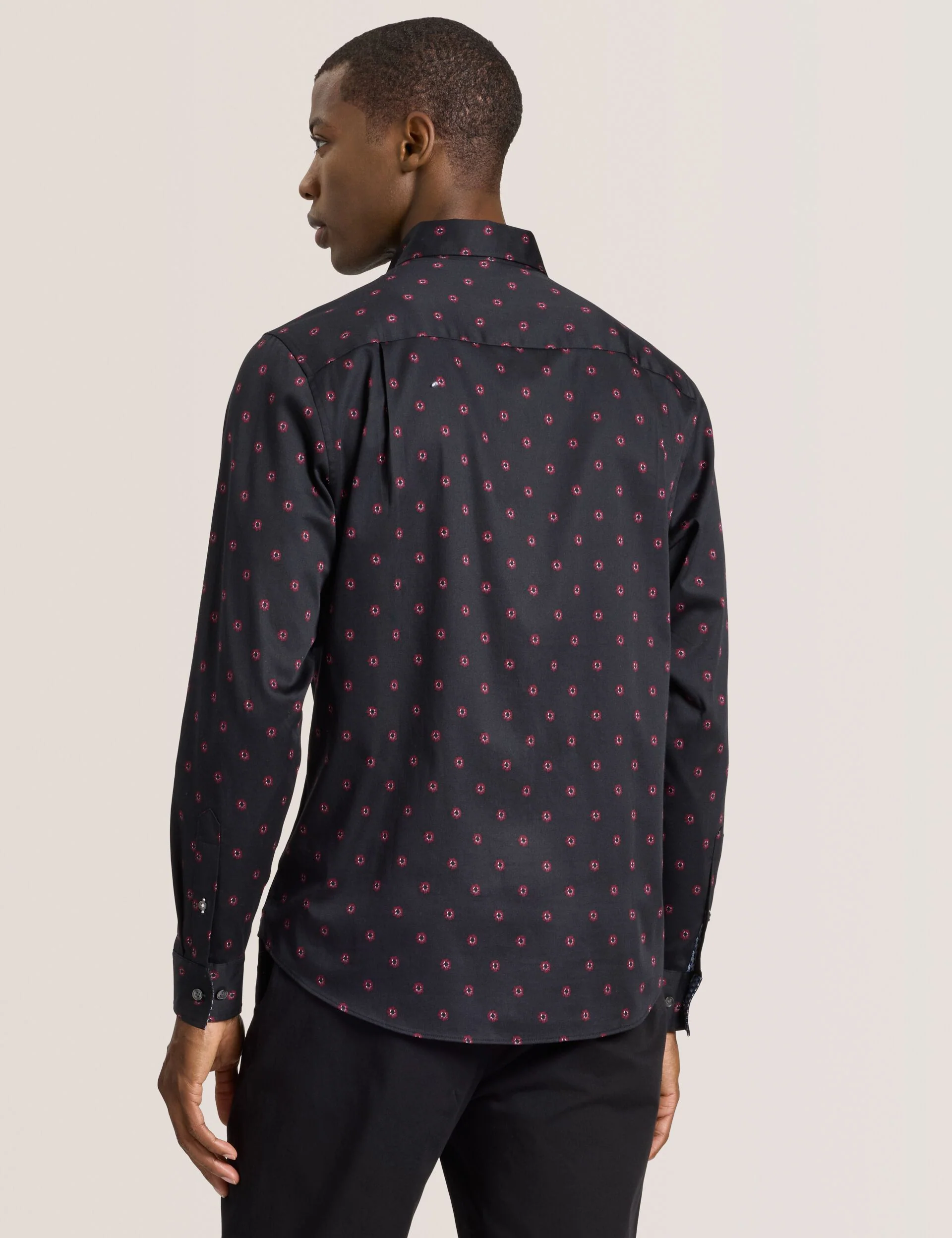 SOREN LONG SLEEVE DAISY PRINT SHIRT | BLACK - Image 4