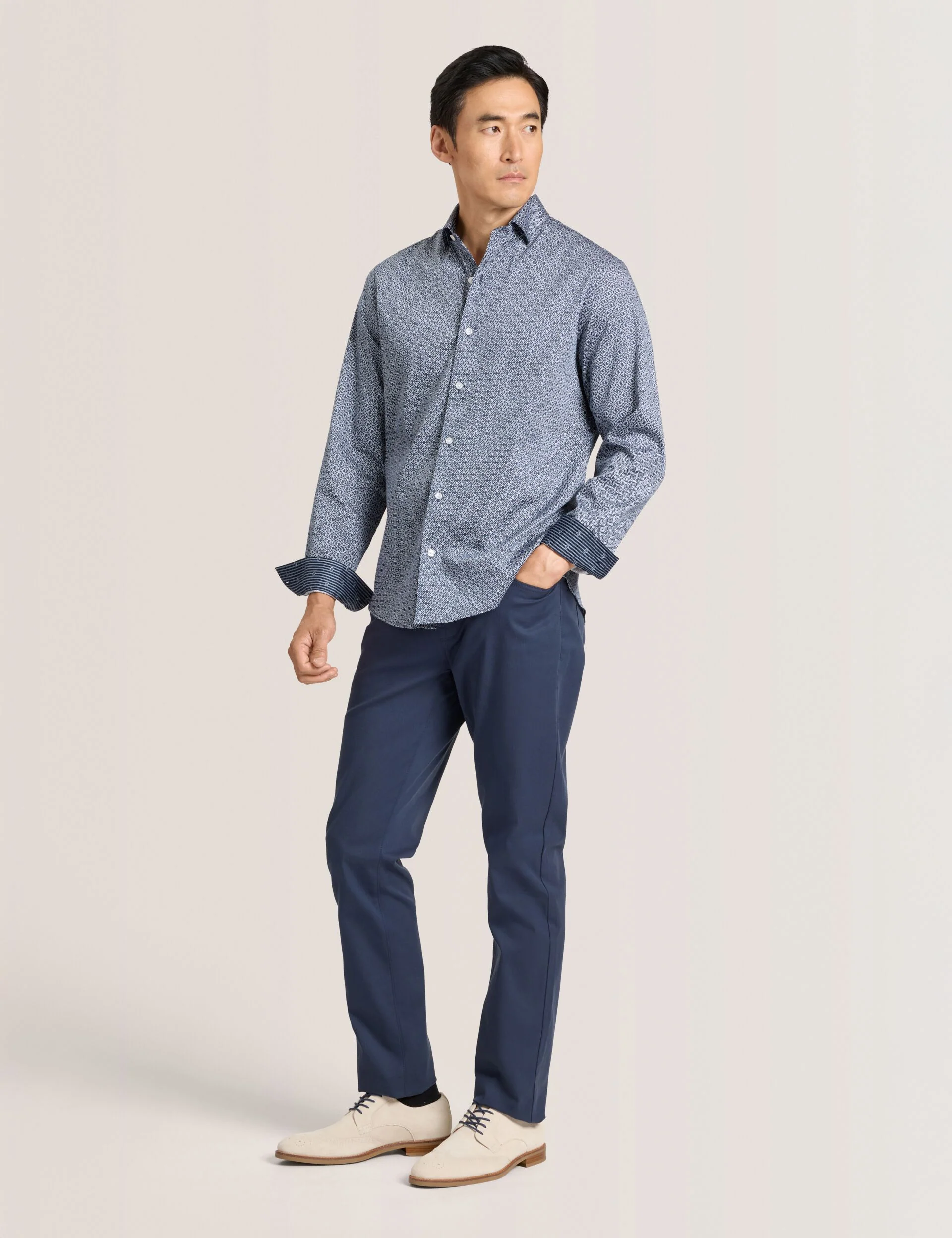 SOREN LONG SLEEVE CLAROT PRINT SHIRT | DARK DENIM - Image 2