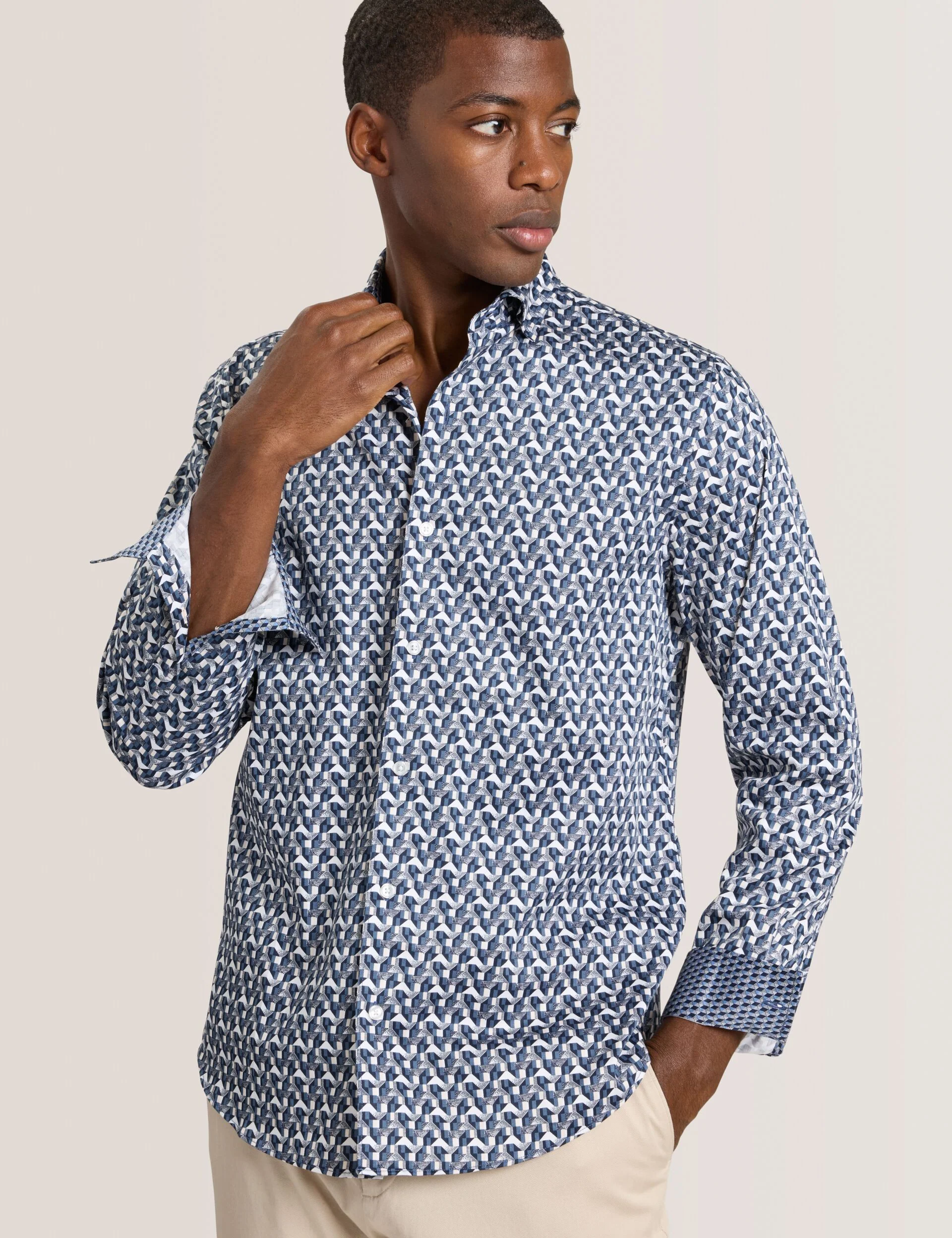 SOREN LONG SLEEVE ARCHIE PRINT SHIRT | DARK DENIM - Image 4