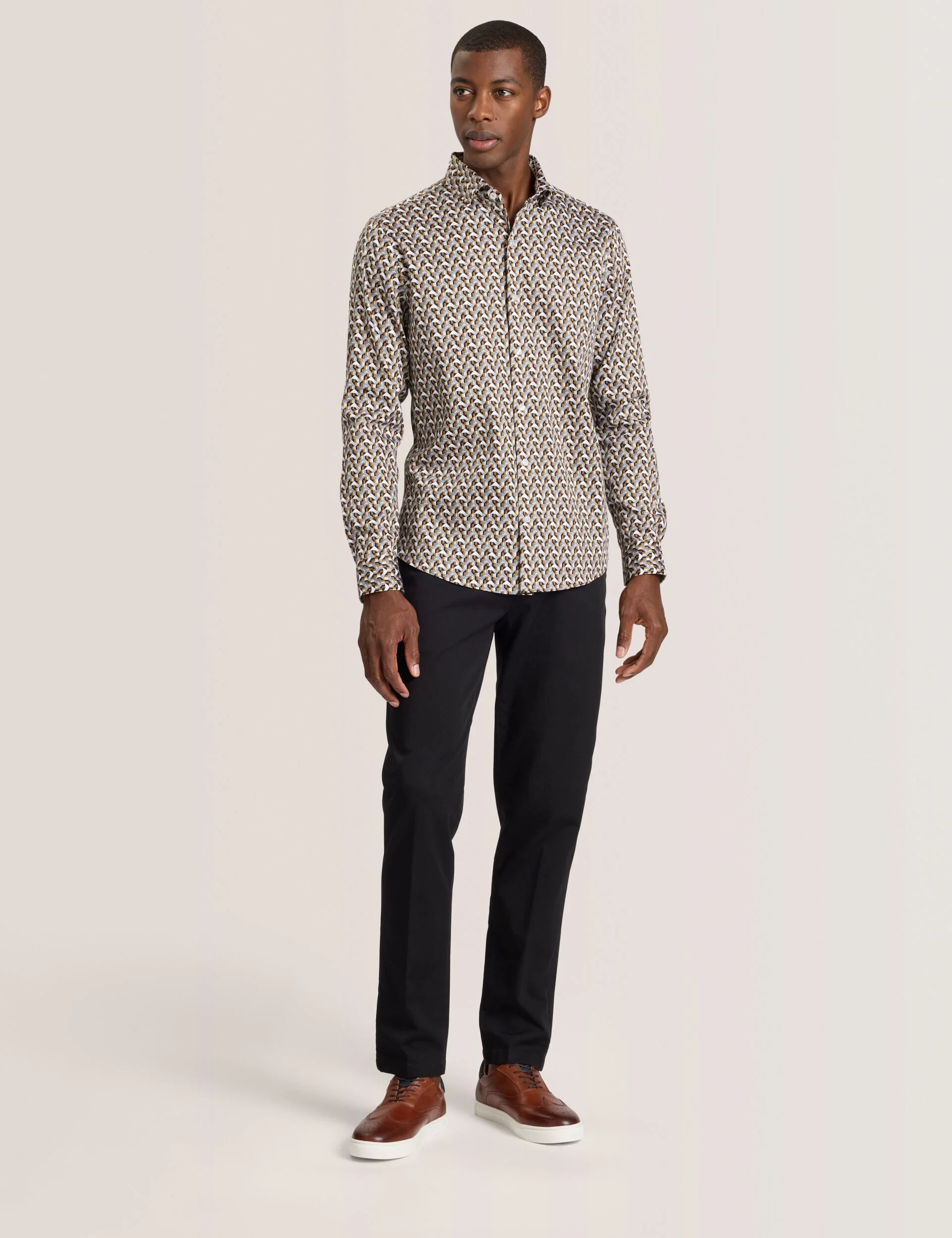 SOREN LONG SLEEVE ARCHIE PRINT SHIRT | DULL GOLD - Image 2