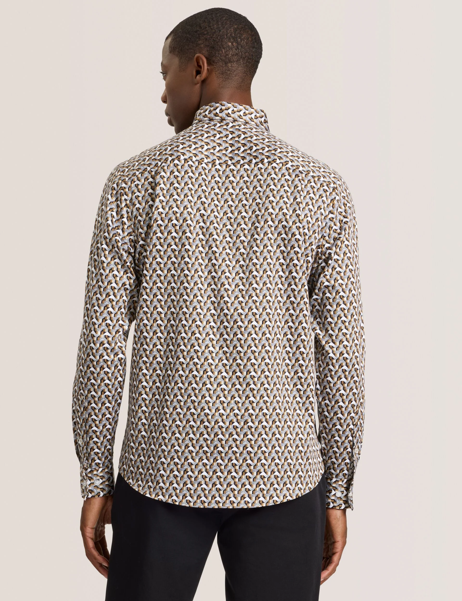 SOREN LONG SLEEVE ARCHIE PRINT SHIRT | DULL GOLD - Image 5