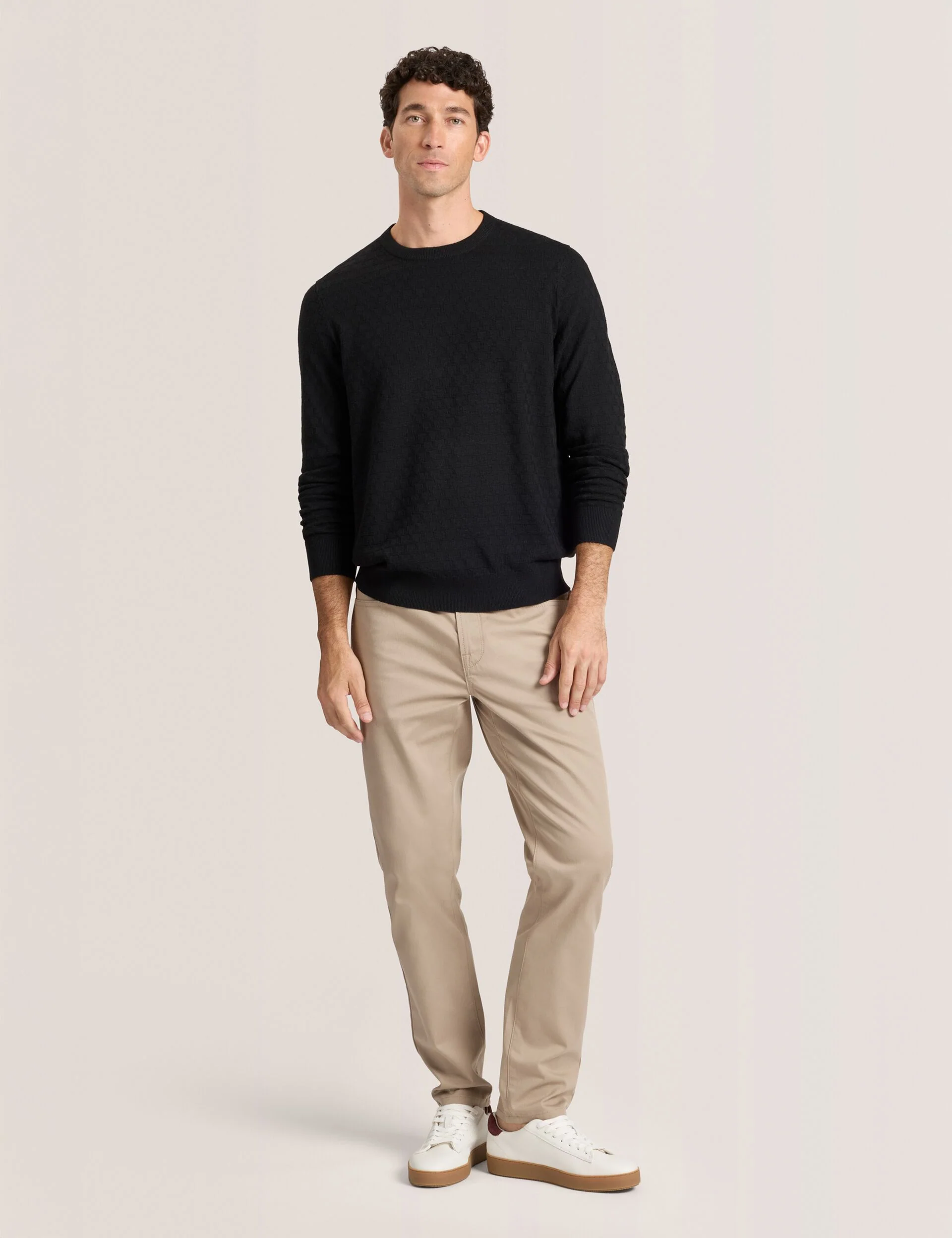 T STITCH LONG SLEEVE CREW NECK SWEATER | BLACK - Image 2