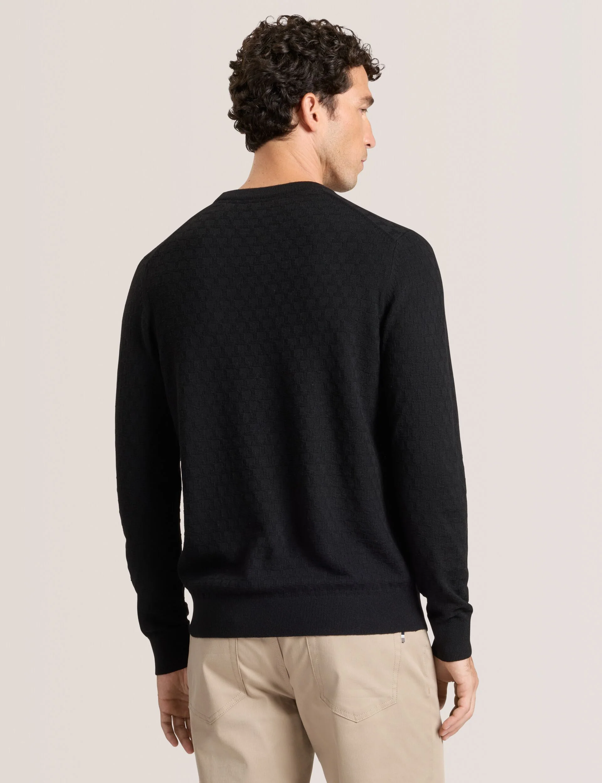 T STITCH LONG SLEEVE CREW NECK SWEATER | BLACK - Image 4