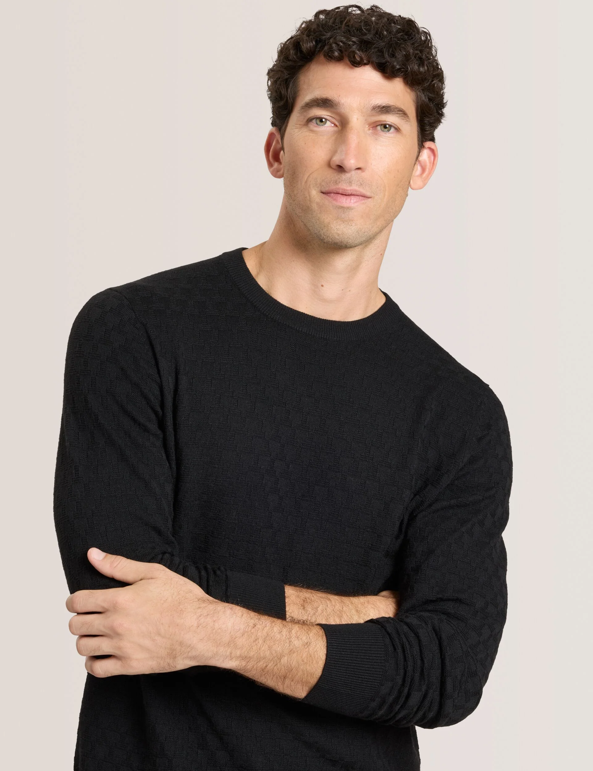 T STITCH LONG SLEEVE CREW NECK SWEATER | BLACK - Image 5